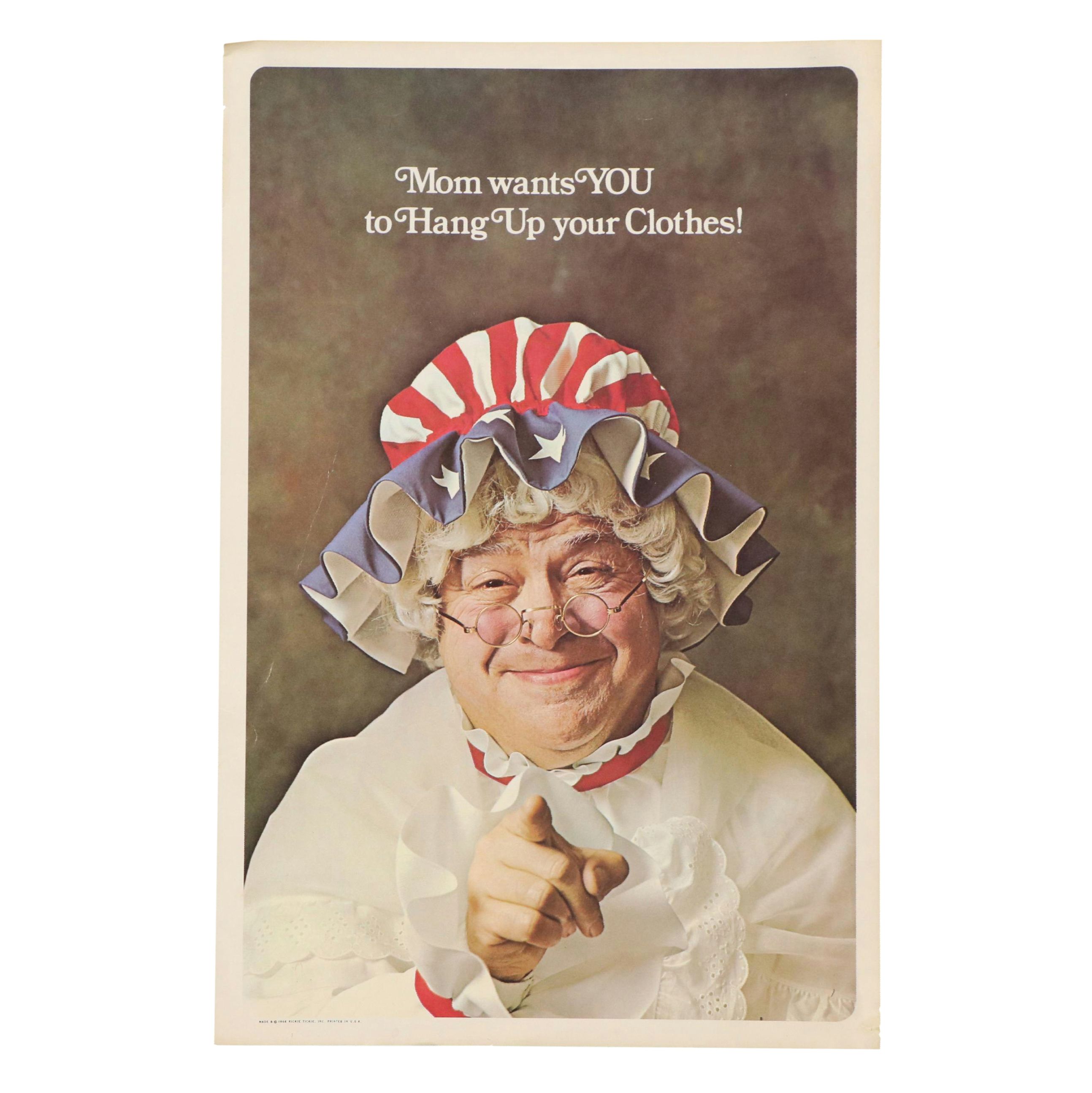 Rickie Tickie Inc. Offset Lithograph Poster "Mom Wants You...," 1968