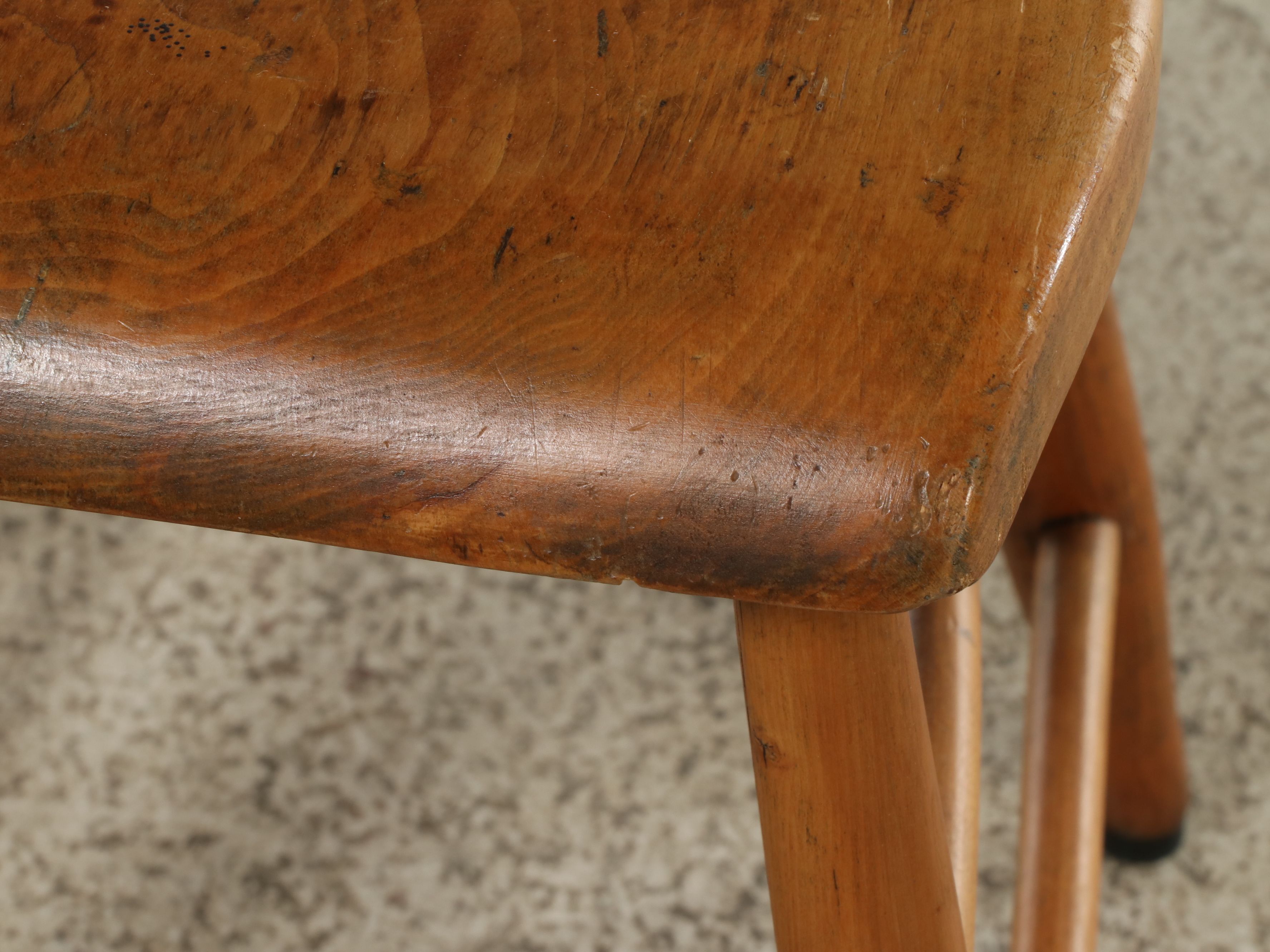 Pair of Primitive Style Oak Side Chairs