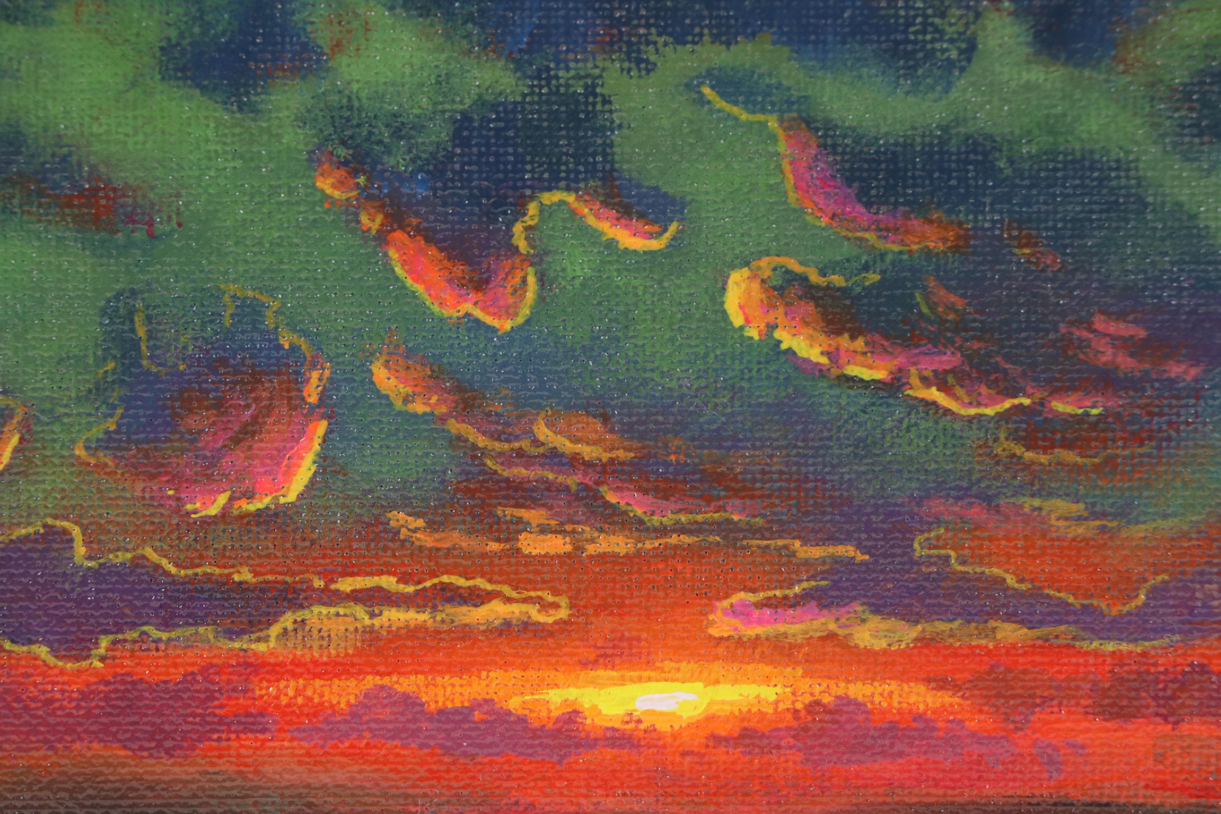 Douglas "Bumo" Johnpeer Acrylic Sunset Landscape Painting, 2025