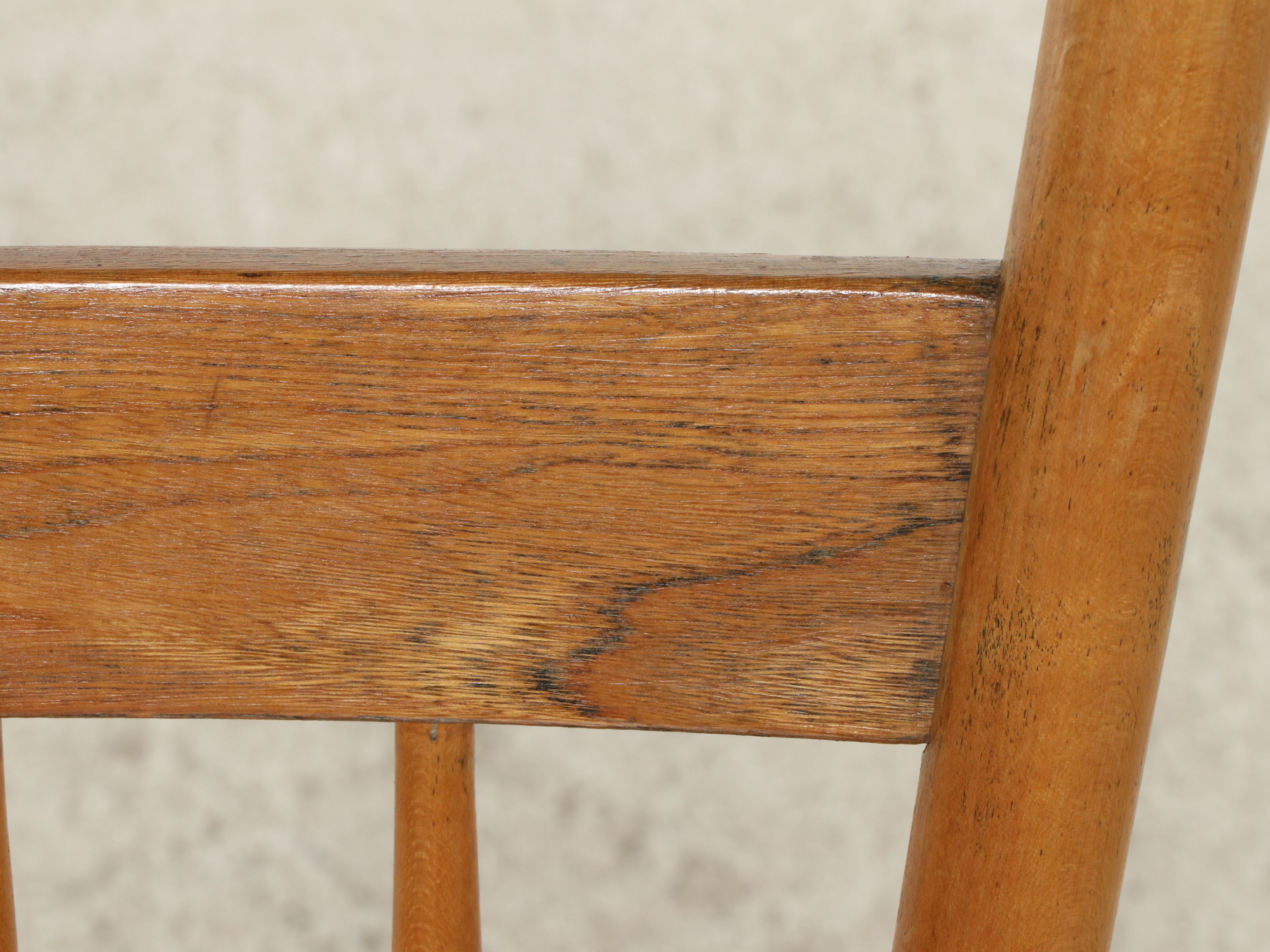 Pair of Primitive Style Oak Side Chairs