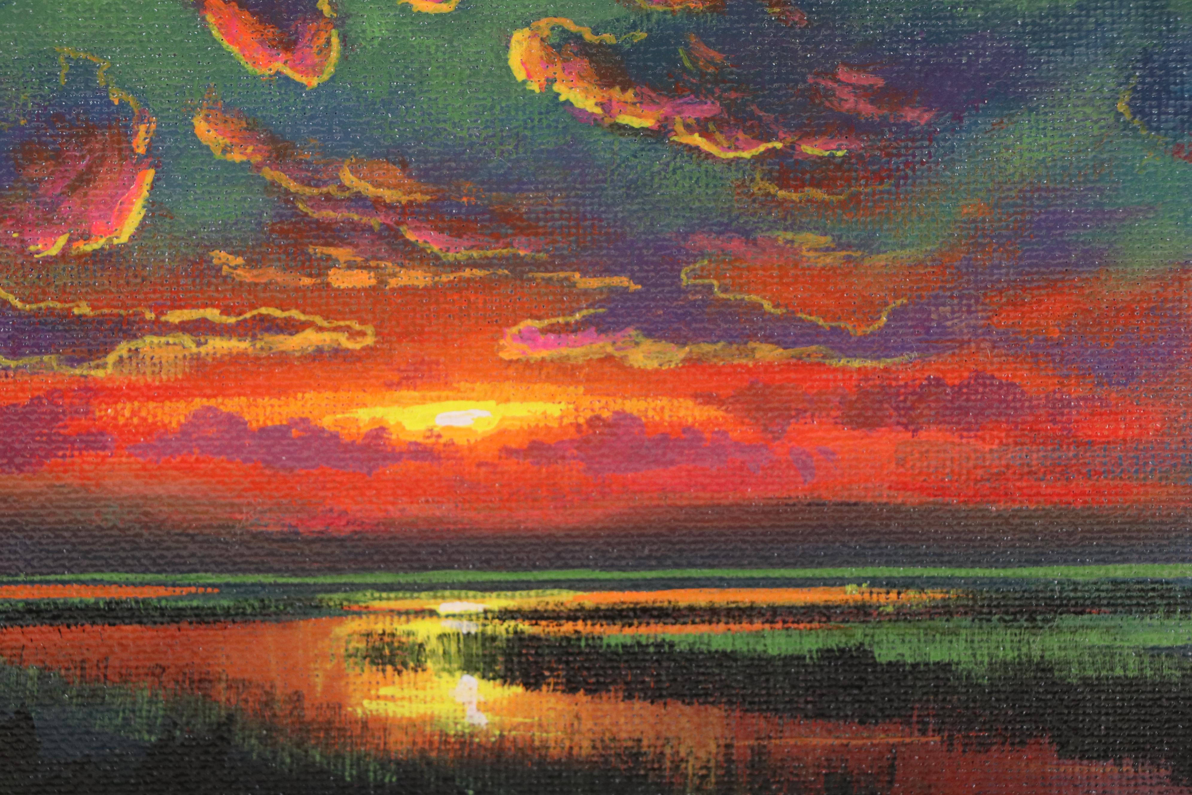 Douglas "Bumo" Johnpeer Acrylic Sunset Landscape Painting, 2025