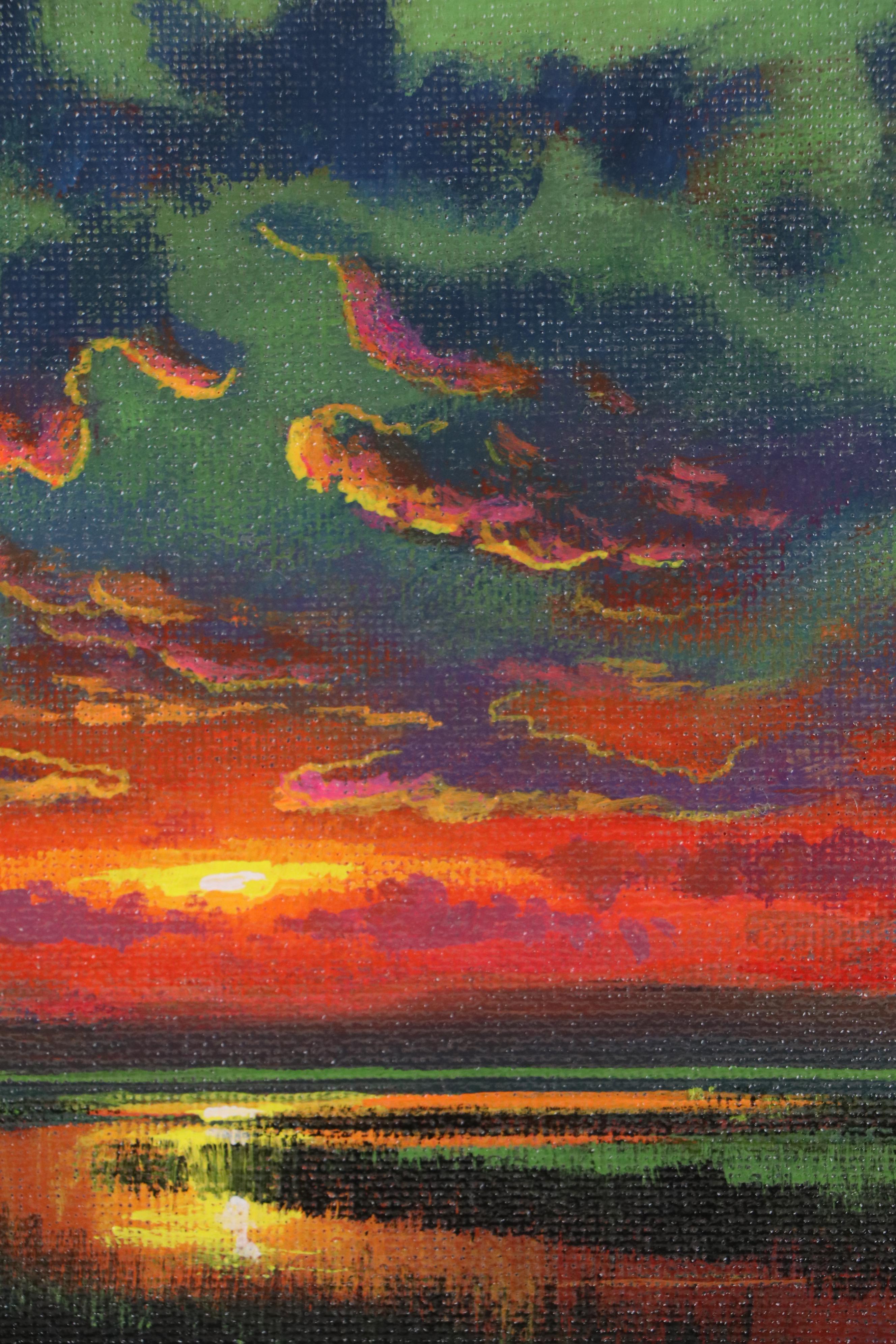 Douglas "Bumo" Johnpeer Acrylic Sunset Landscape Painting, 2025
