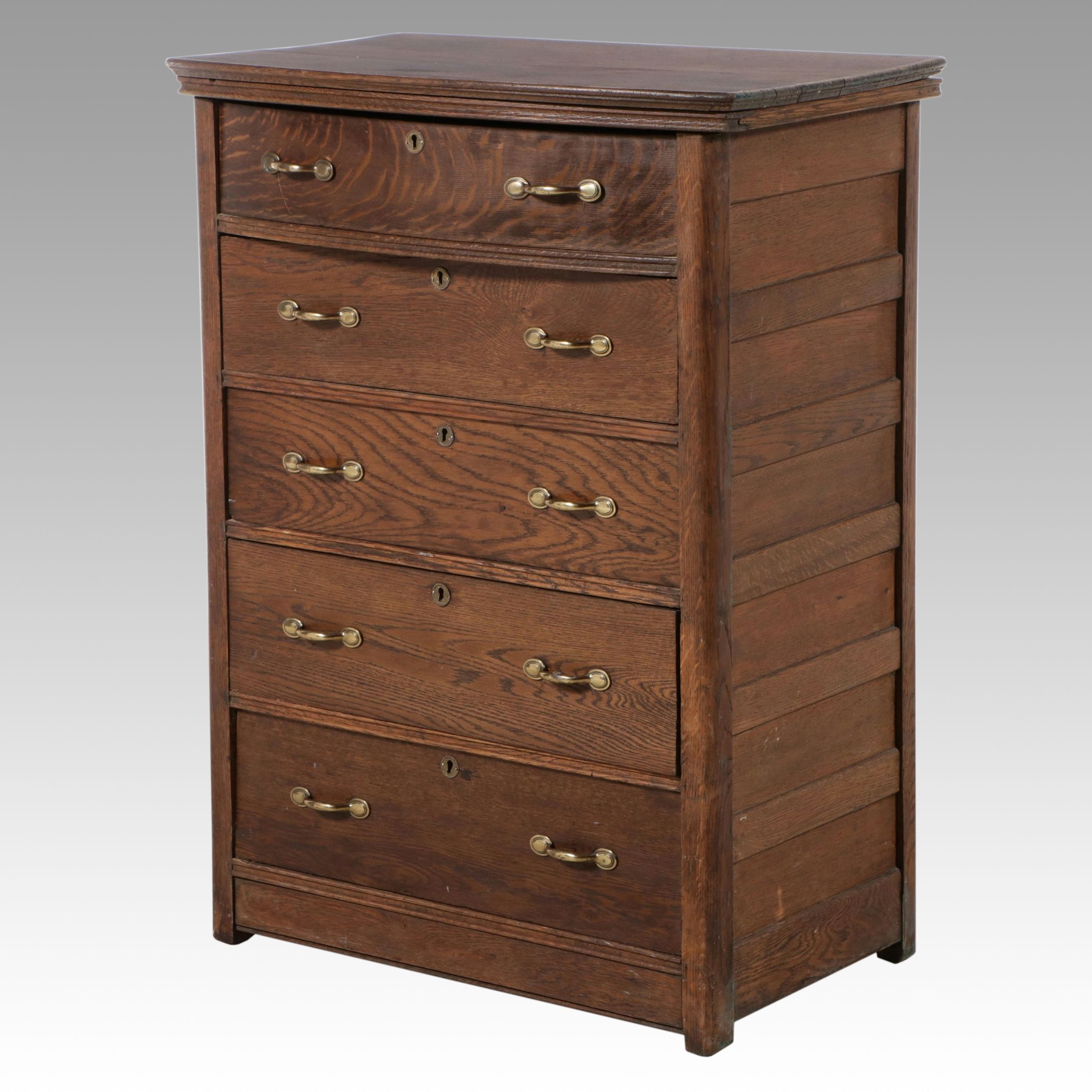 Antique Oak Five-Drawer Chest