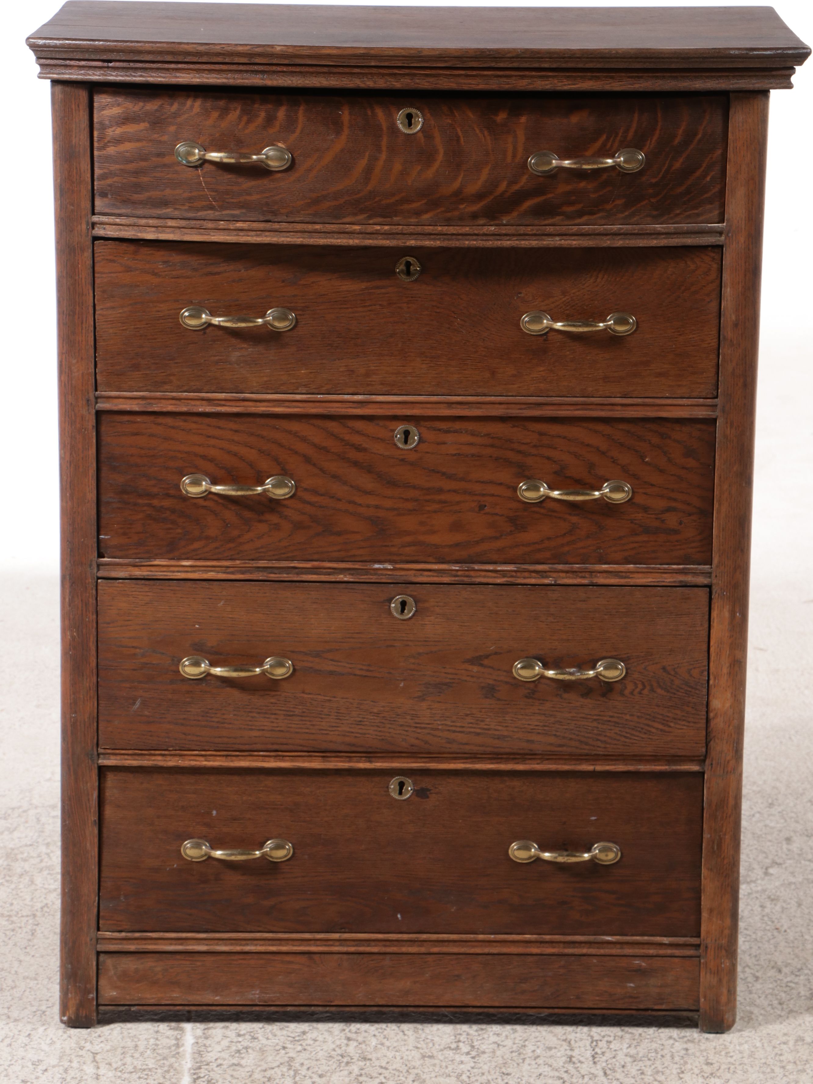 Antique Oak Five-Drawer Chest