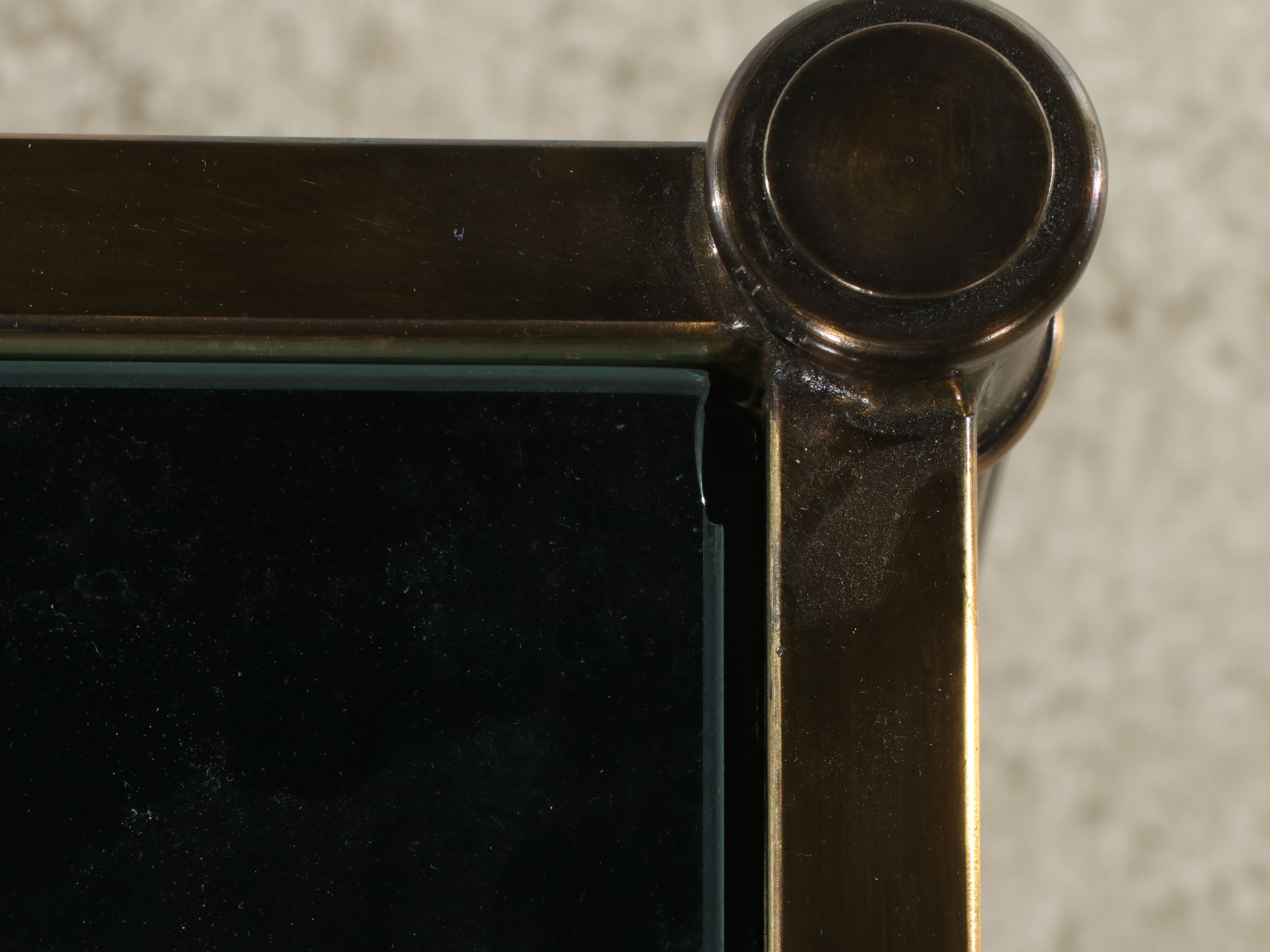 Chinese Style Brass End Table with Glass Top