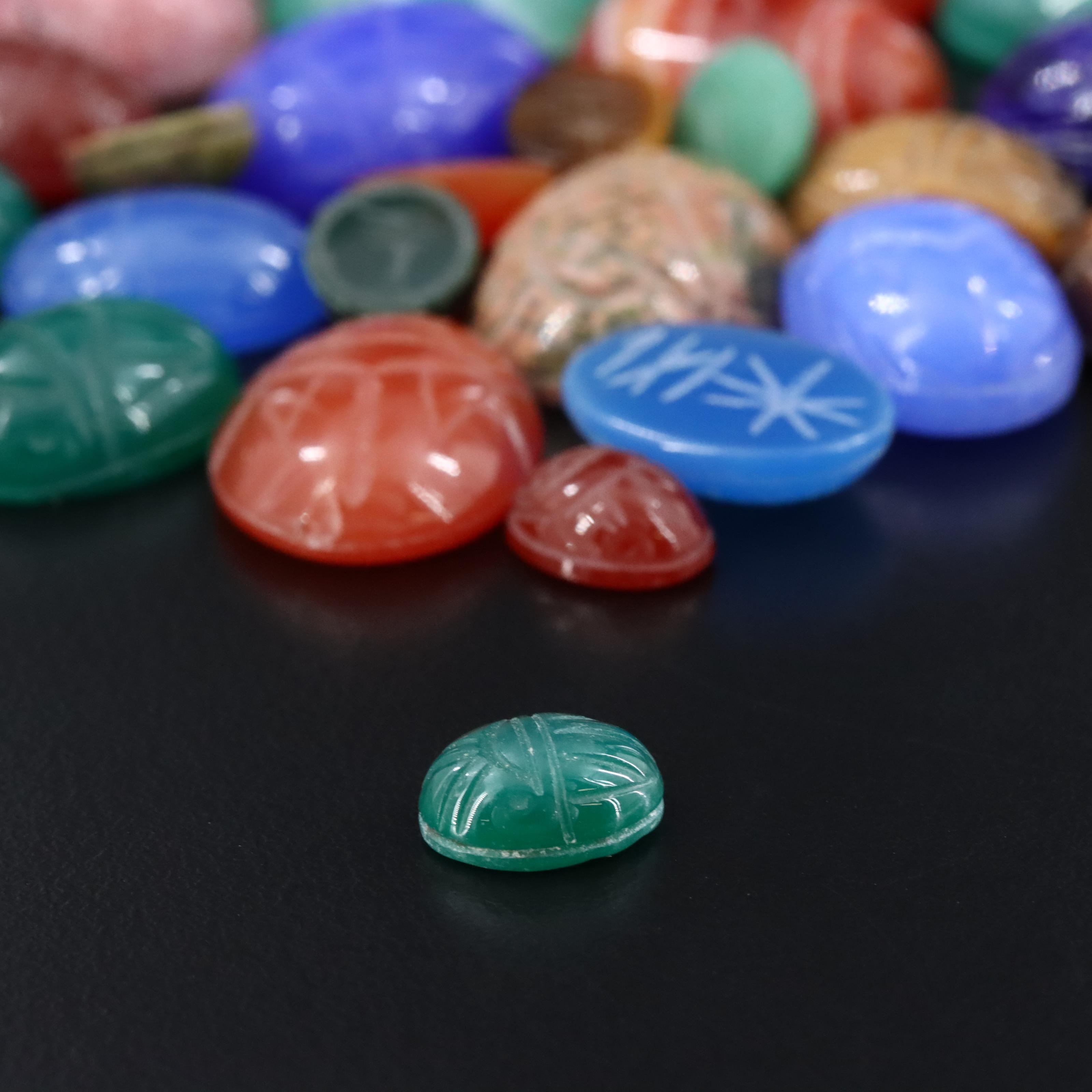 Mixed Gemstone Scarabs with Agate, Chalcedony, and Carnelian