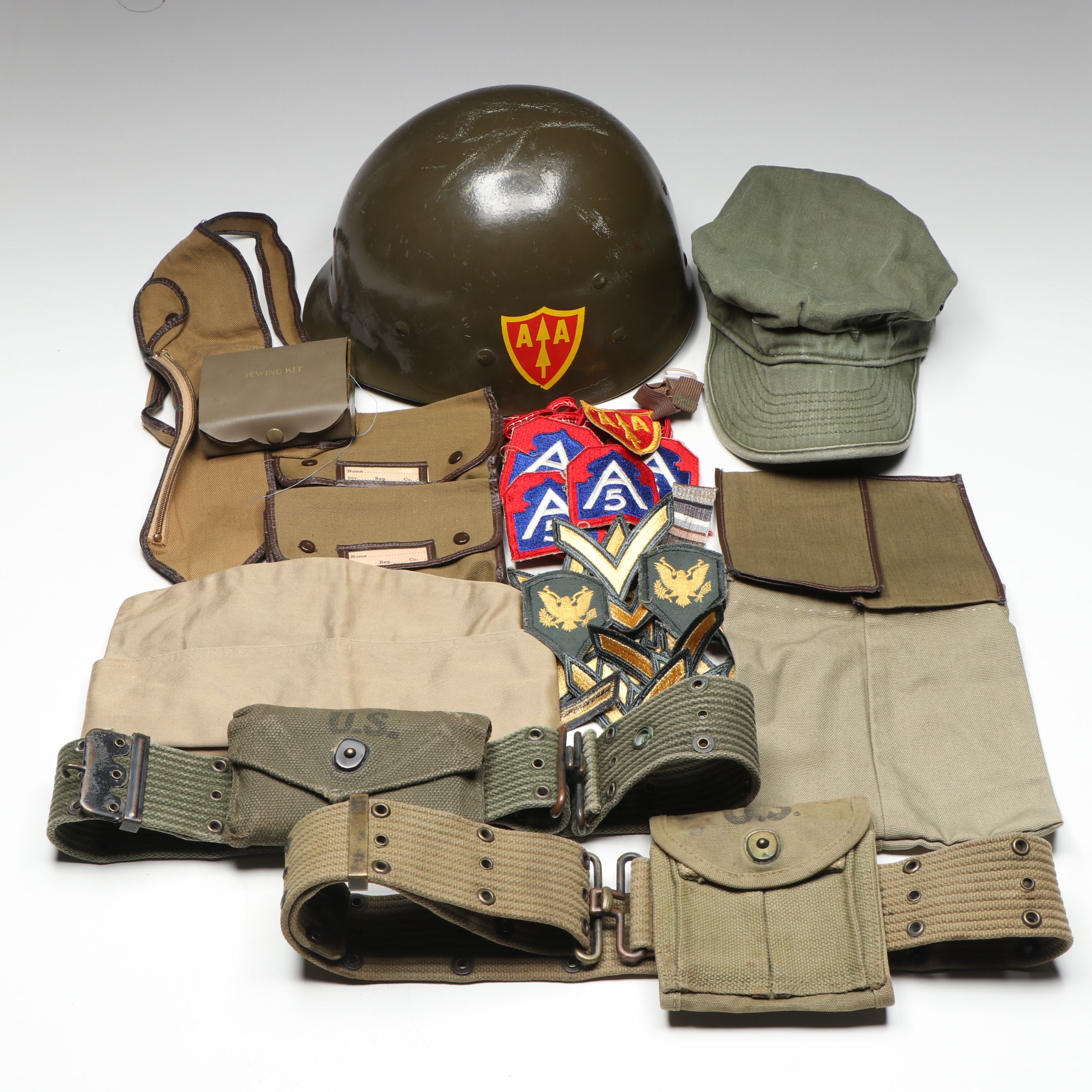 World War II Anti-Aircraft Command M1 Helmet Liner with Patches and More