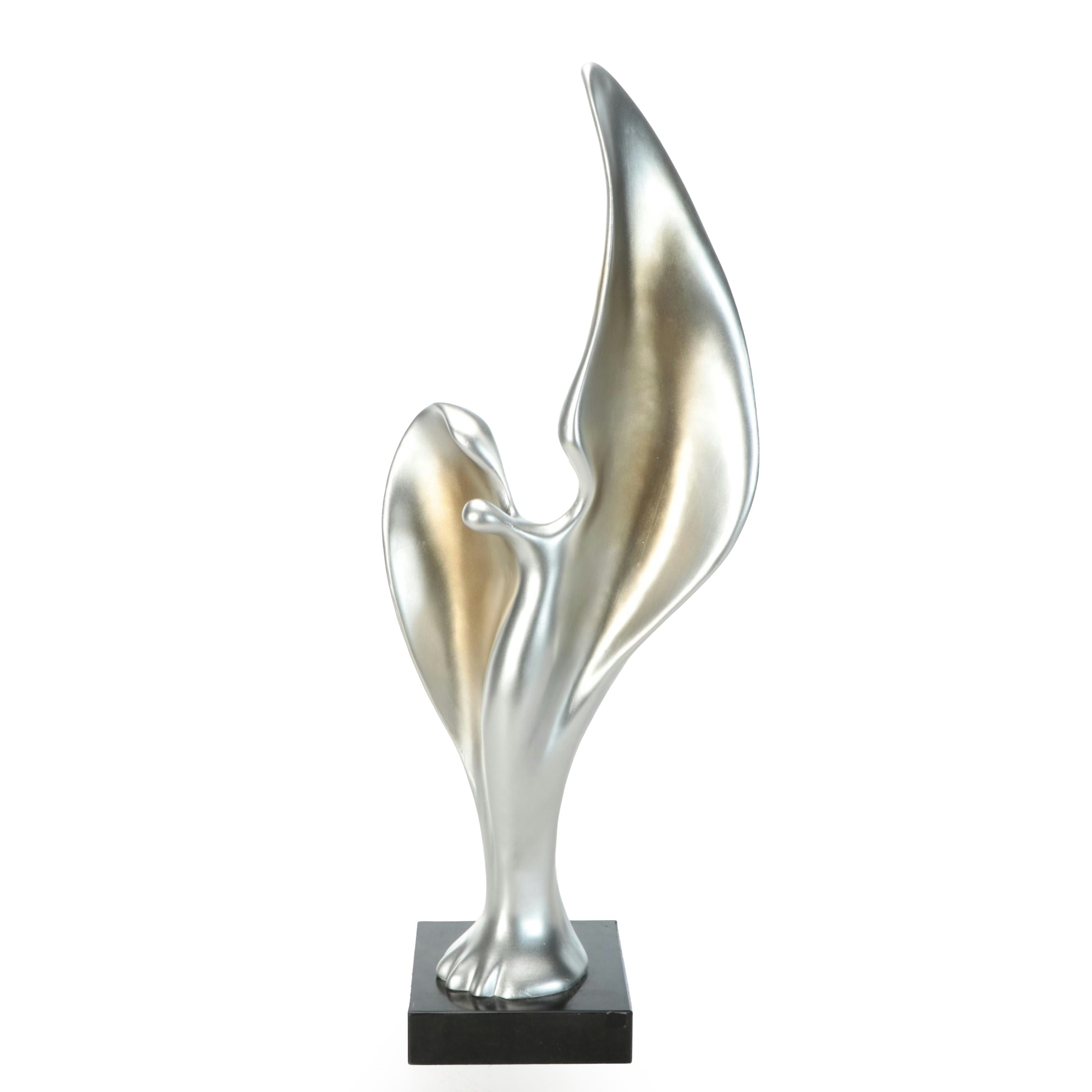 Abstract Silver Finish Angel Sculpture