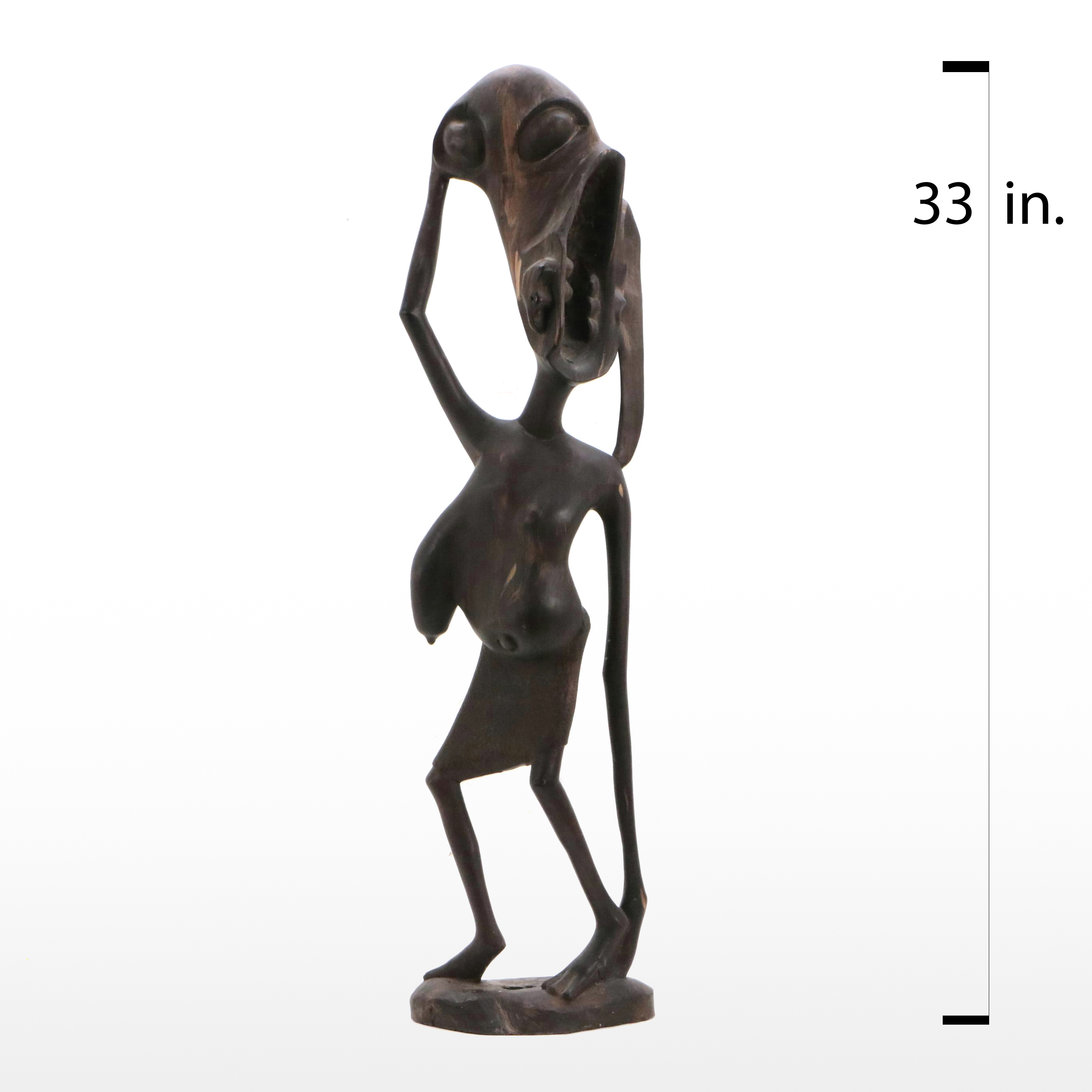 Makonde Style Shetani Figural Wood Carving