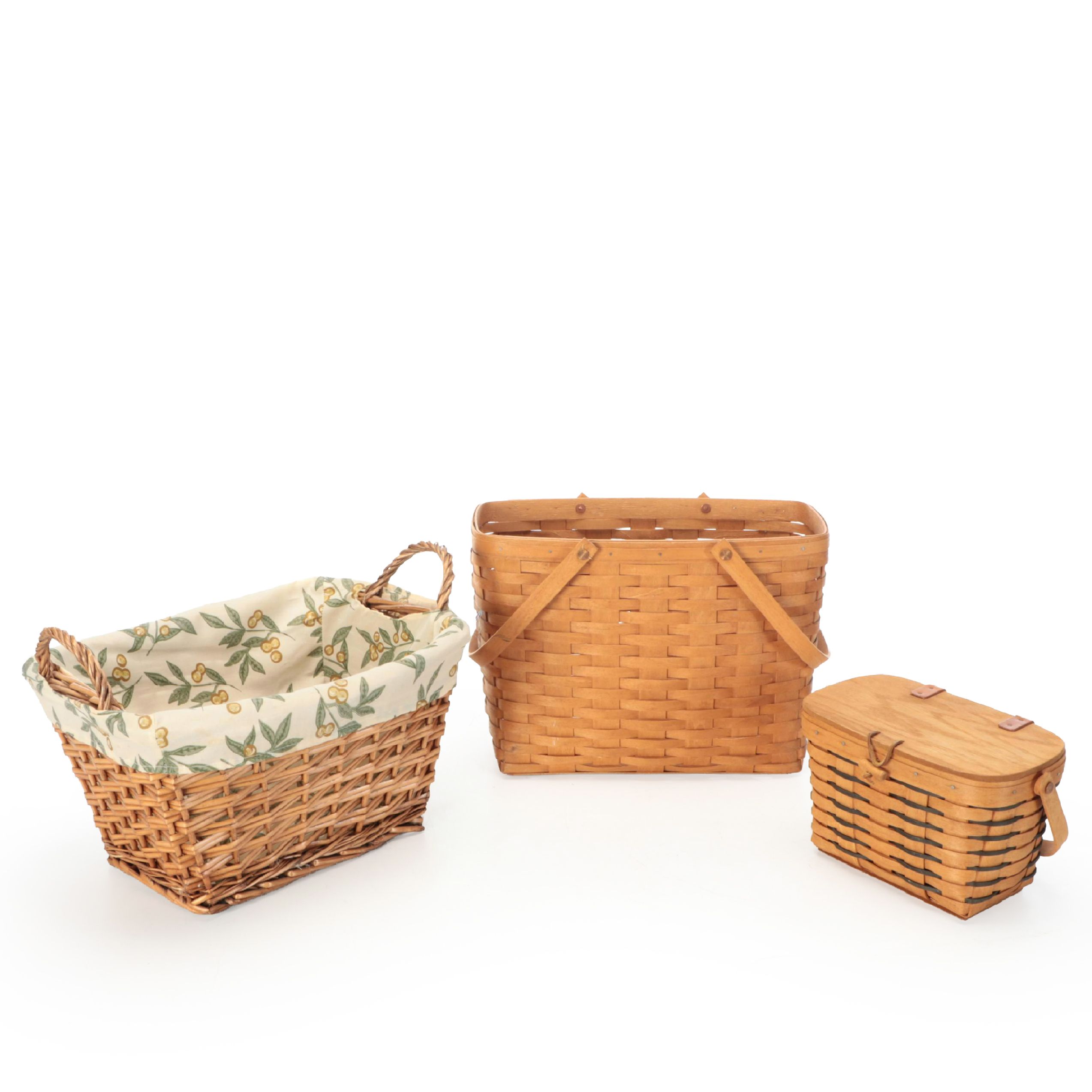 Longaberger Woven Maple with Wicker Baskets, Late 20th Century