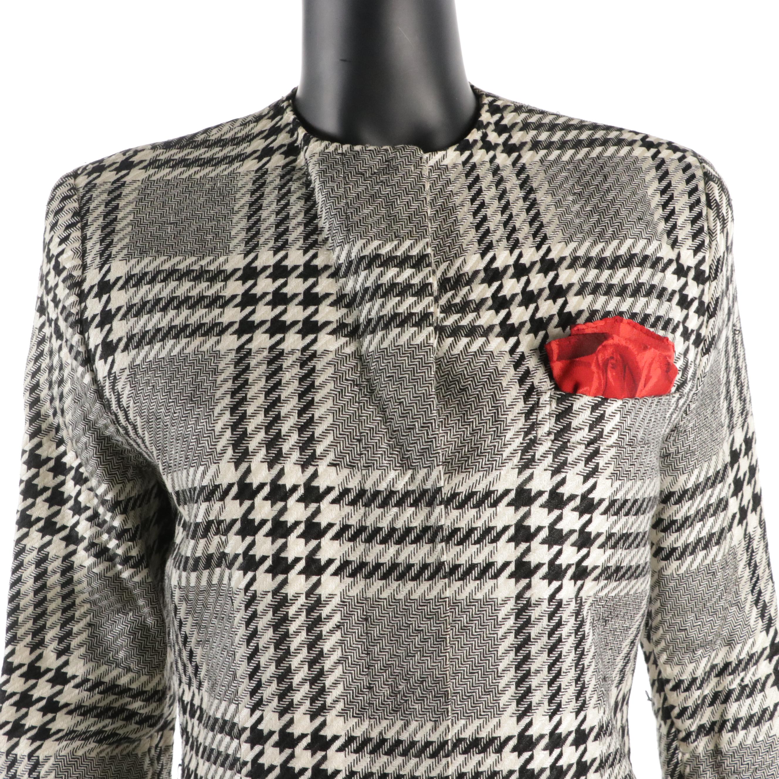 Gianni Versace Houndstooth Collarless Coat