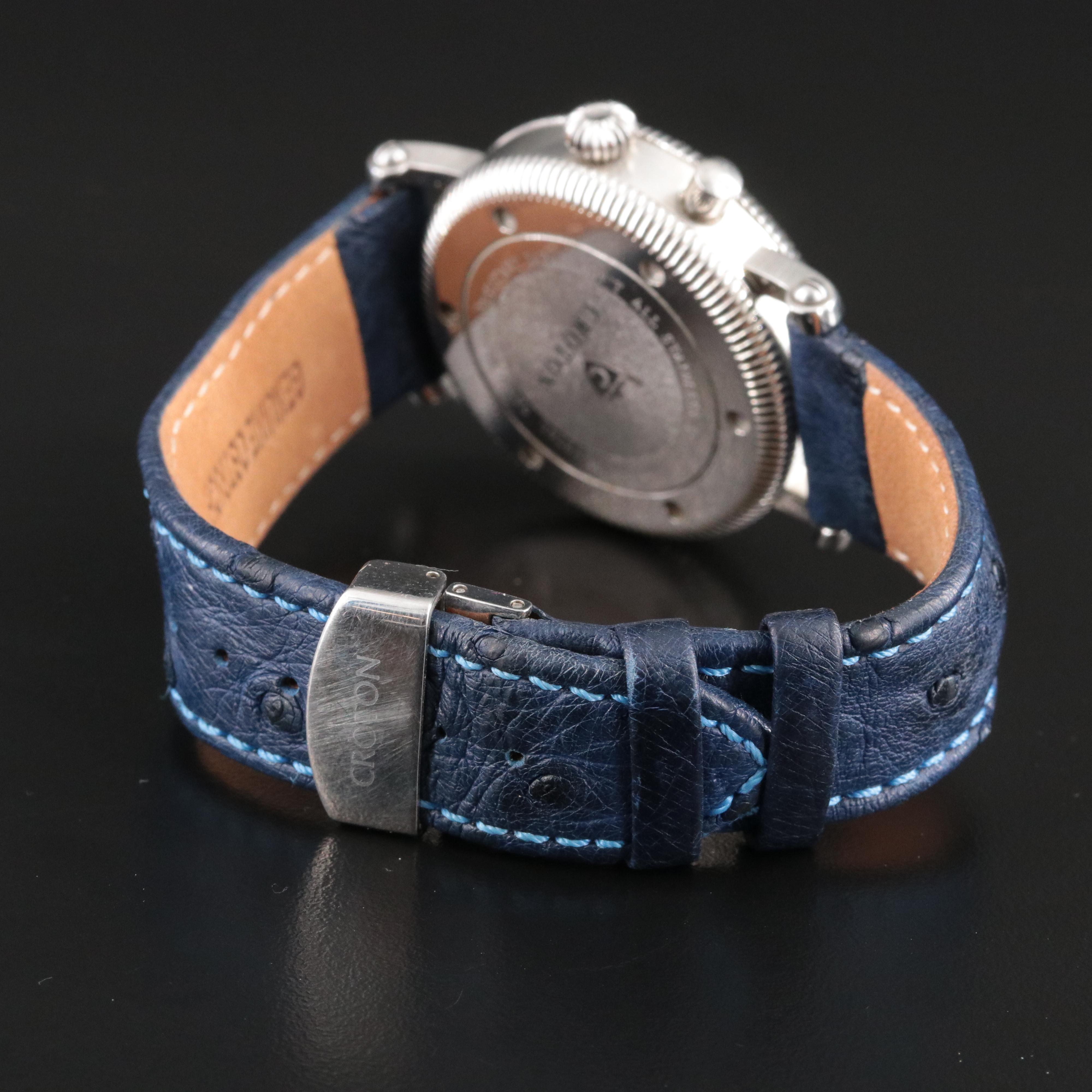 Croton Triple Calendar Moon Phase Dial Stainless Steel Watch