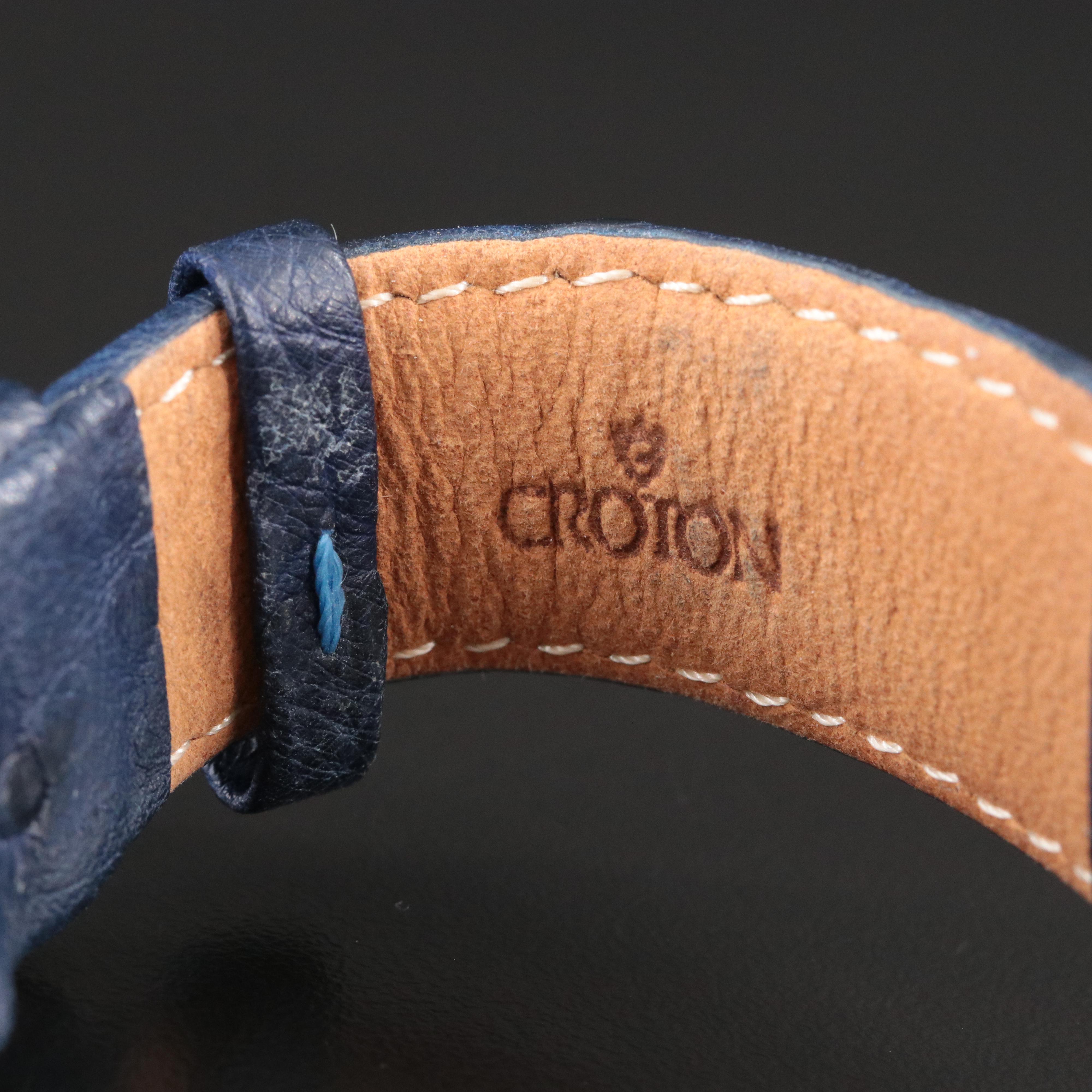 Croton Triple Calendar Moon Phase Dial Stainless Steel Watch