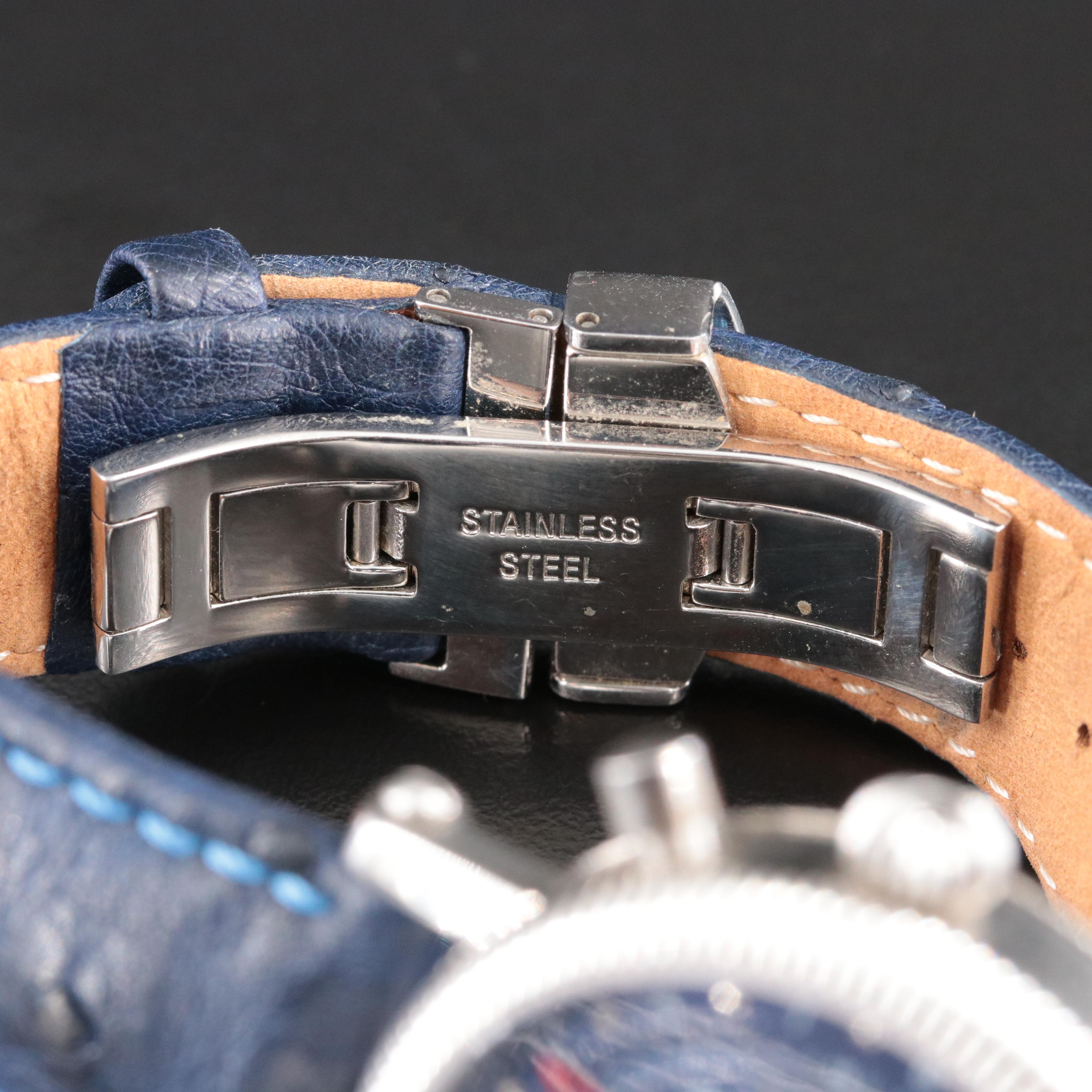 Croton Triple Calendar Moon Phase Dial Stainless Steel Watch