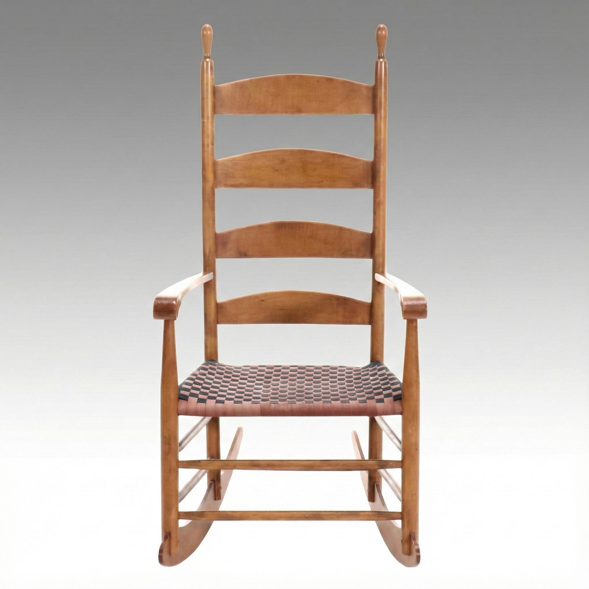 Shaker Style Ladder-Back Maple Rocking Chair with Woven Seat