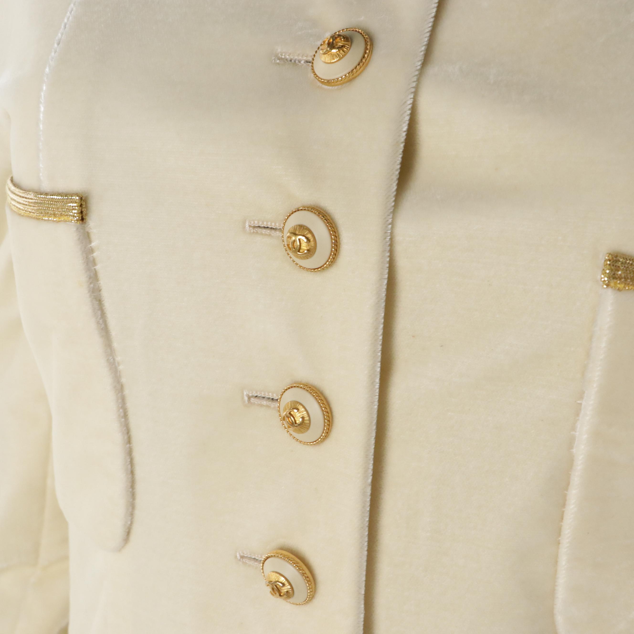 Vintage Chanel Boutique 93A Mini Dress in Ivory Velvet, Fall 1993 Collection