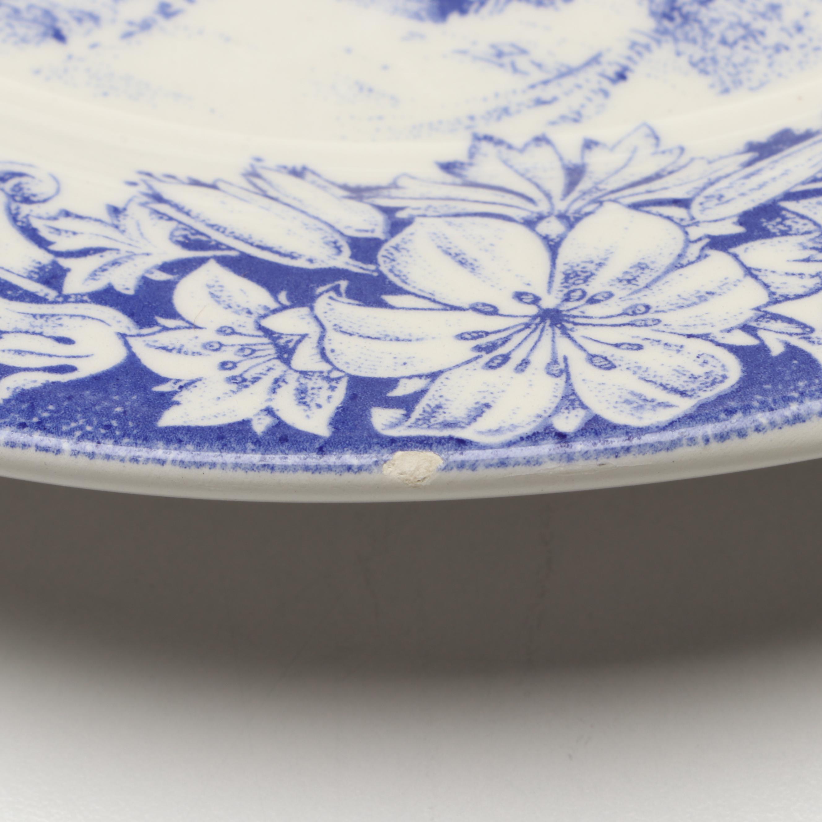 Italian Blue and White Scenic Ironstone Transferware Plates