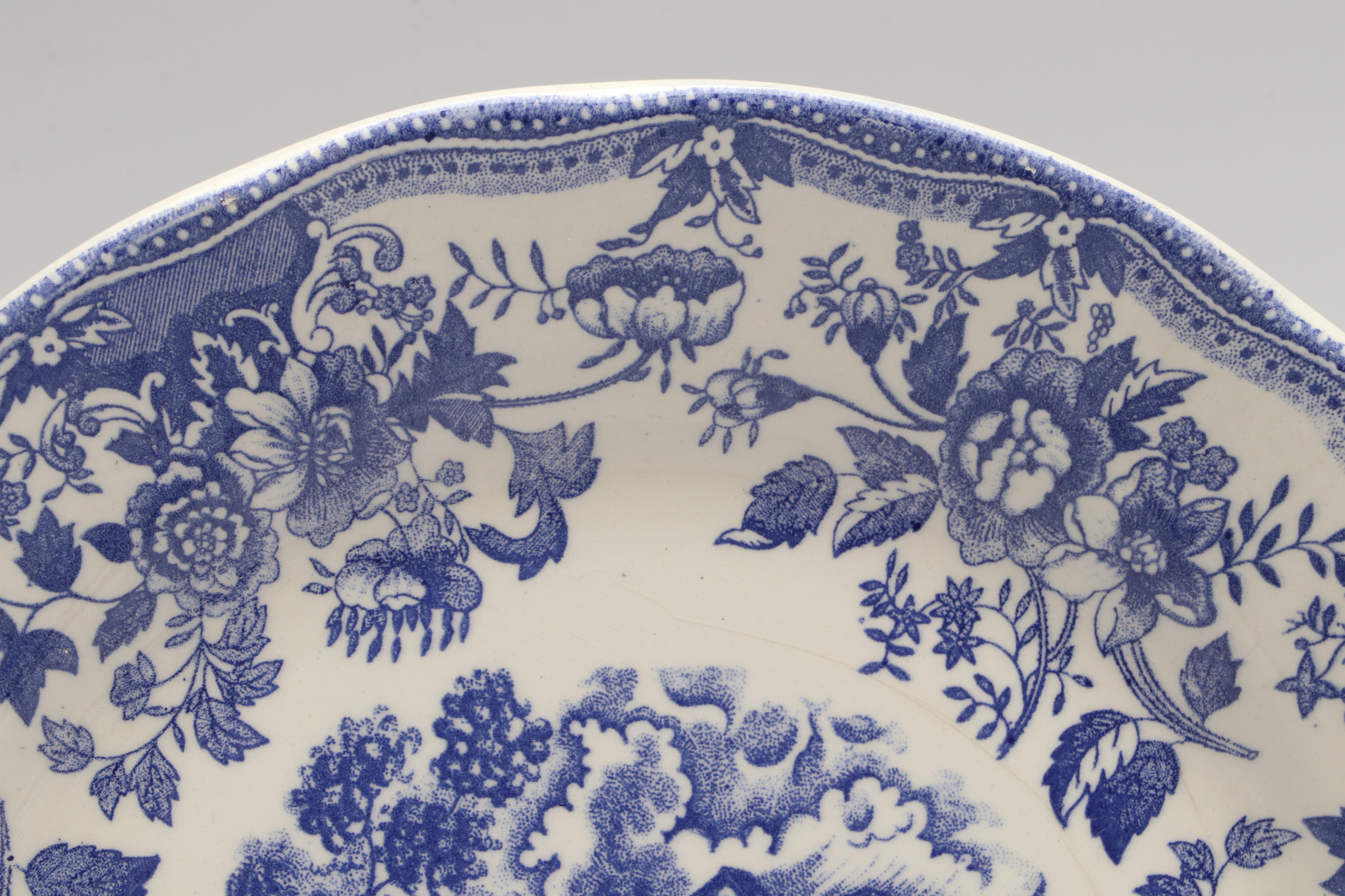 Italian Blue and White Scenic Ironstone Transferware Plates