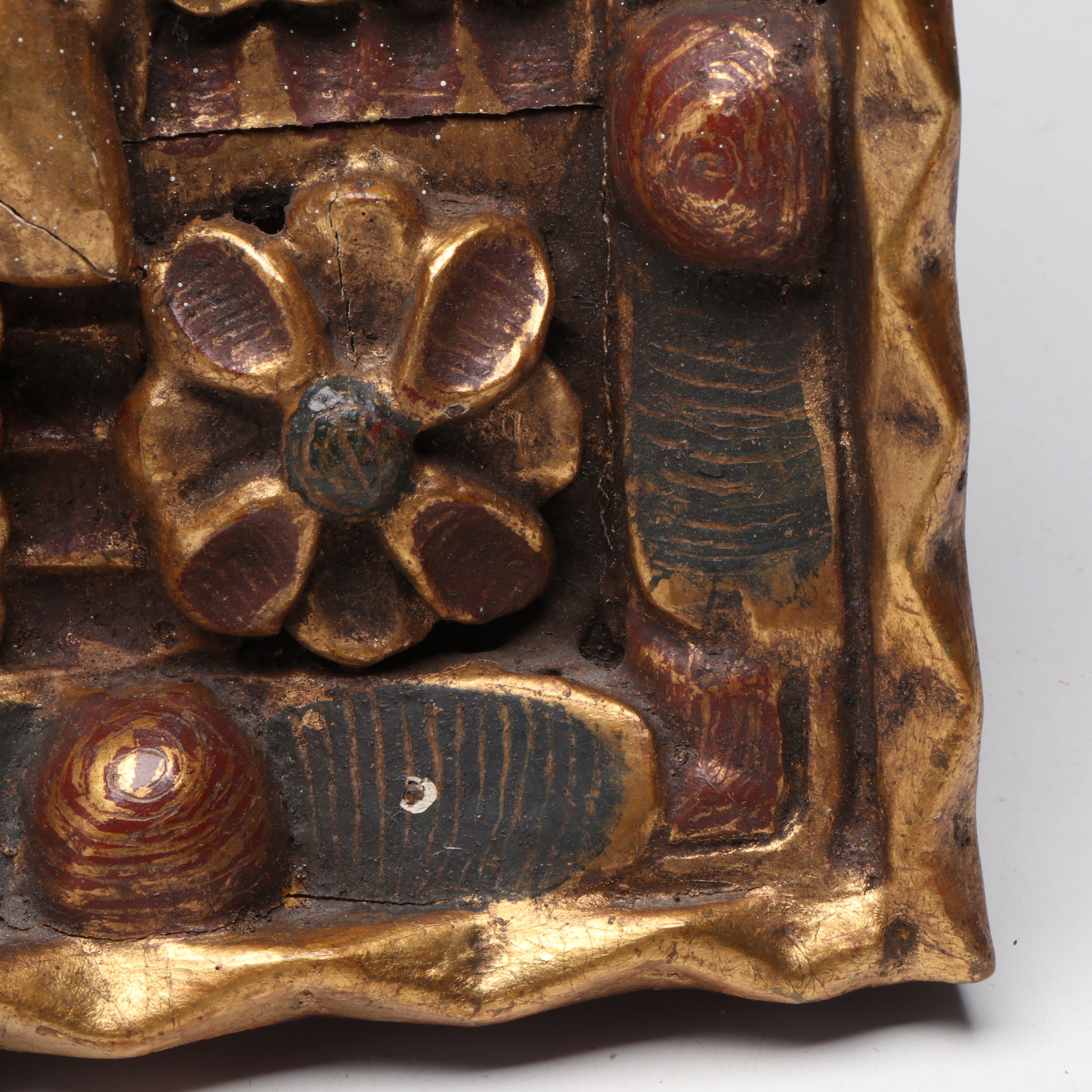 Hand-Carved Folk Art Giltwood Framed Mirror