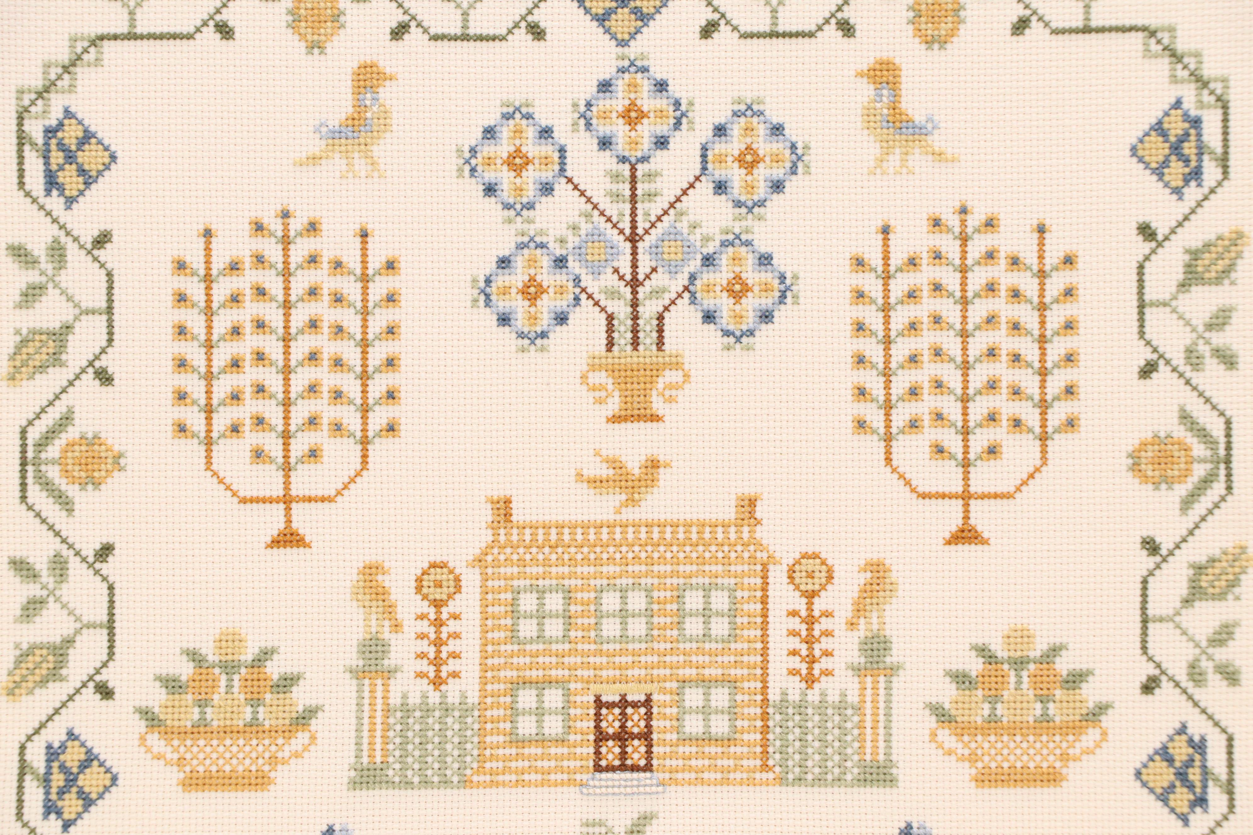 Cross Stitch and Embroidered Felt Decorative Textiles, Mid-20th Century
