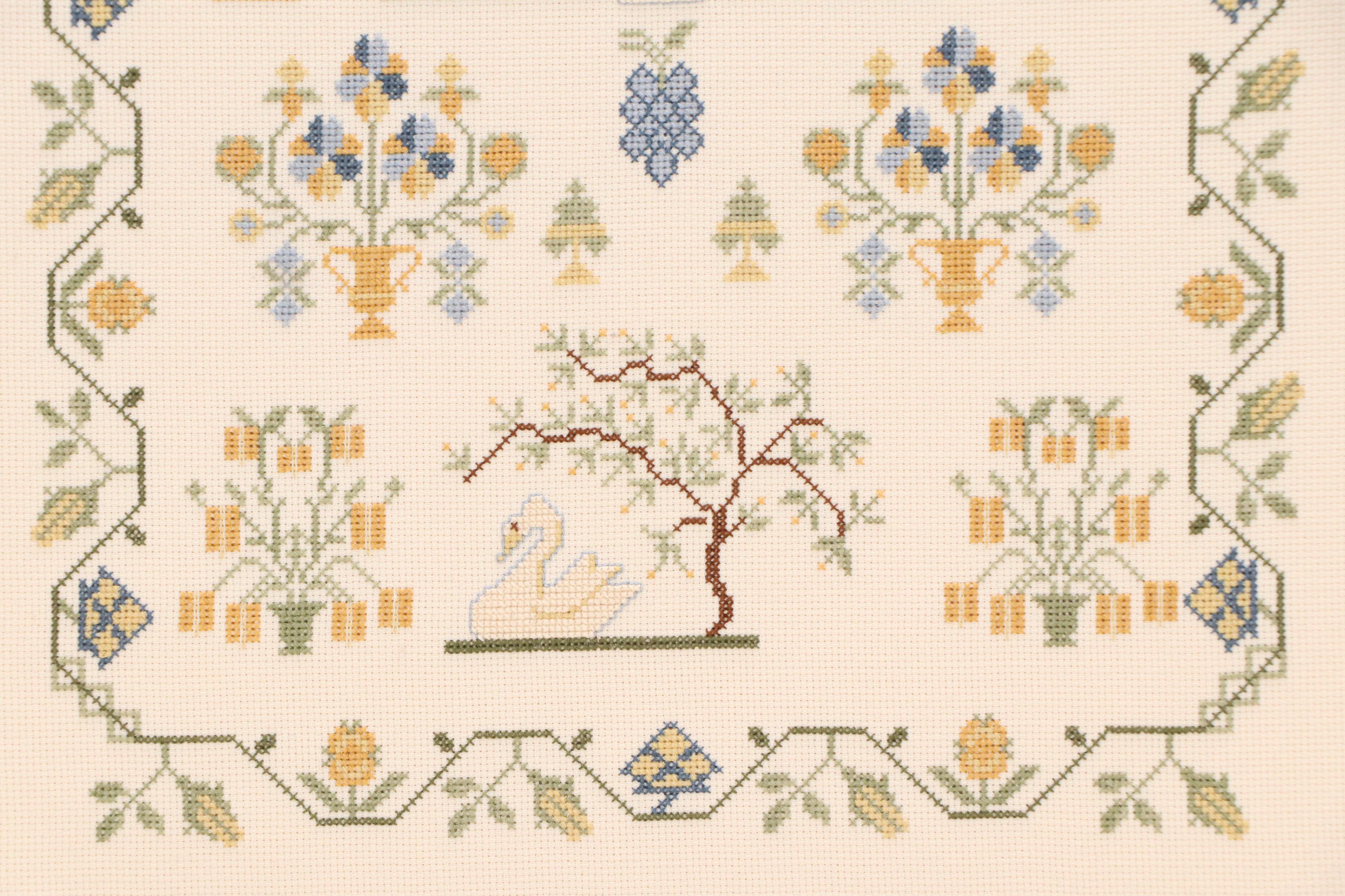 Cross Stitch and Embroidered Felt Decorative Textiles, Mid-20th Century