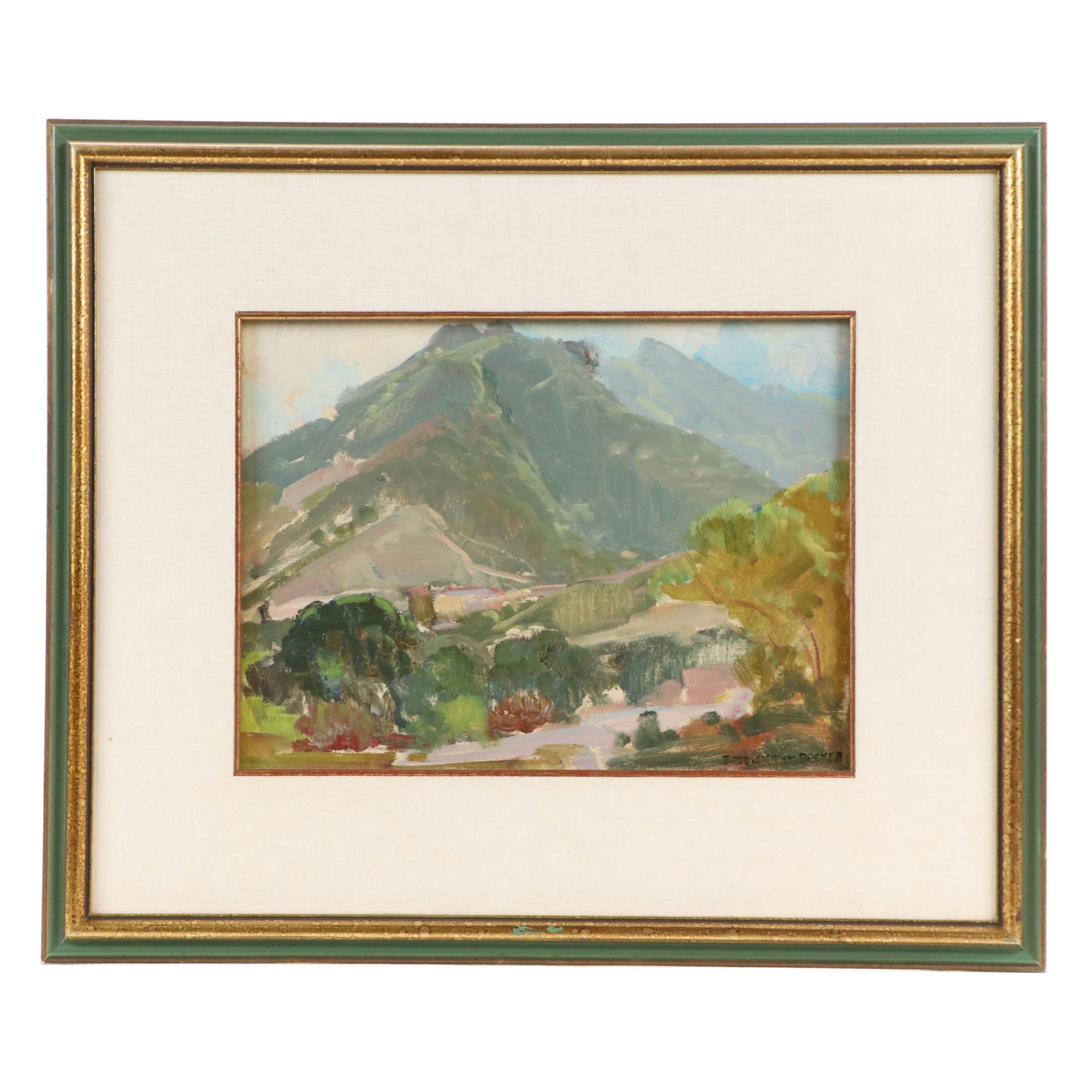 Frederick W. Becker Californian Mountainous Landscape Oil Painting