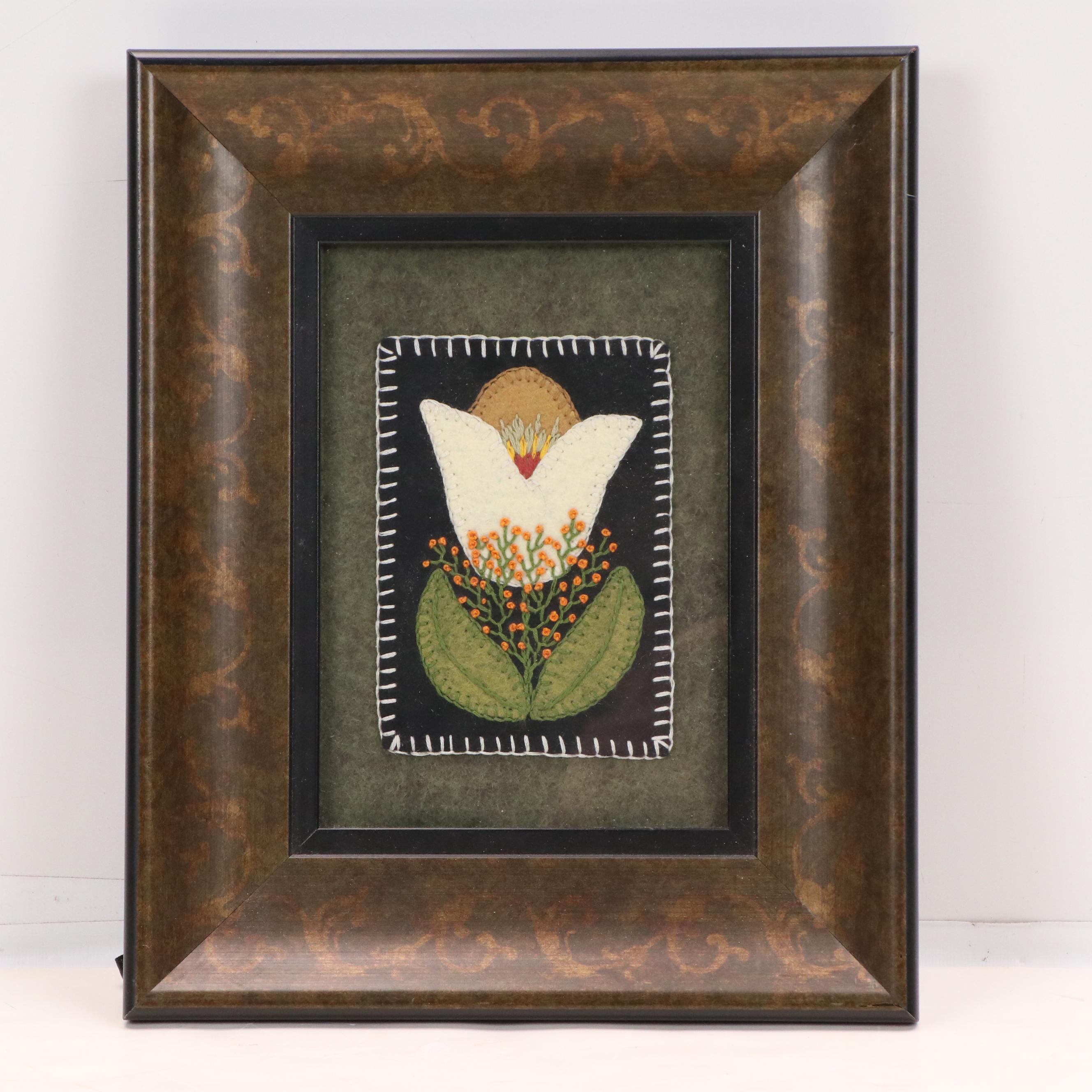 Cross Stitch and Embroidered Felt Decorative Textiles, Mid-20th Century