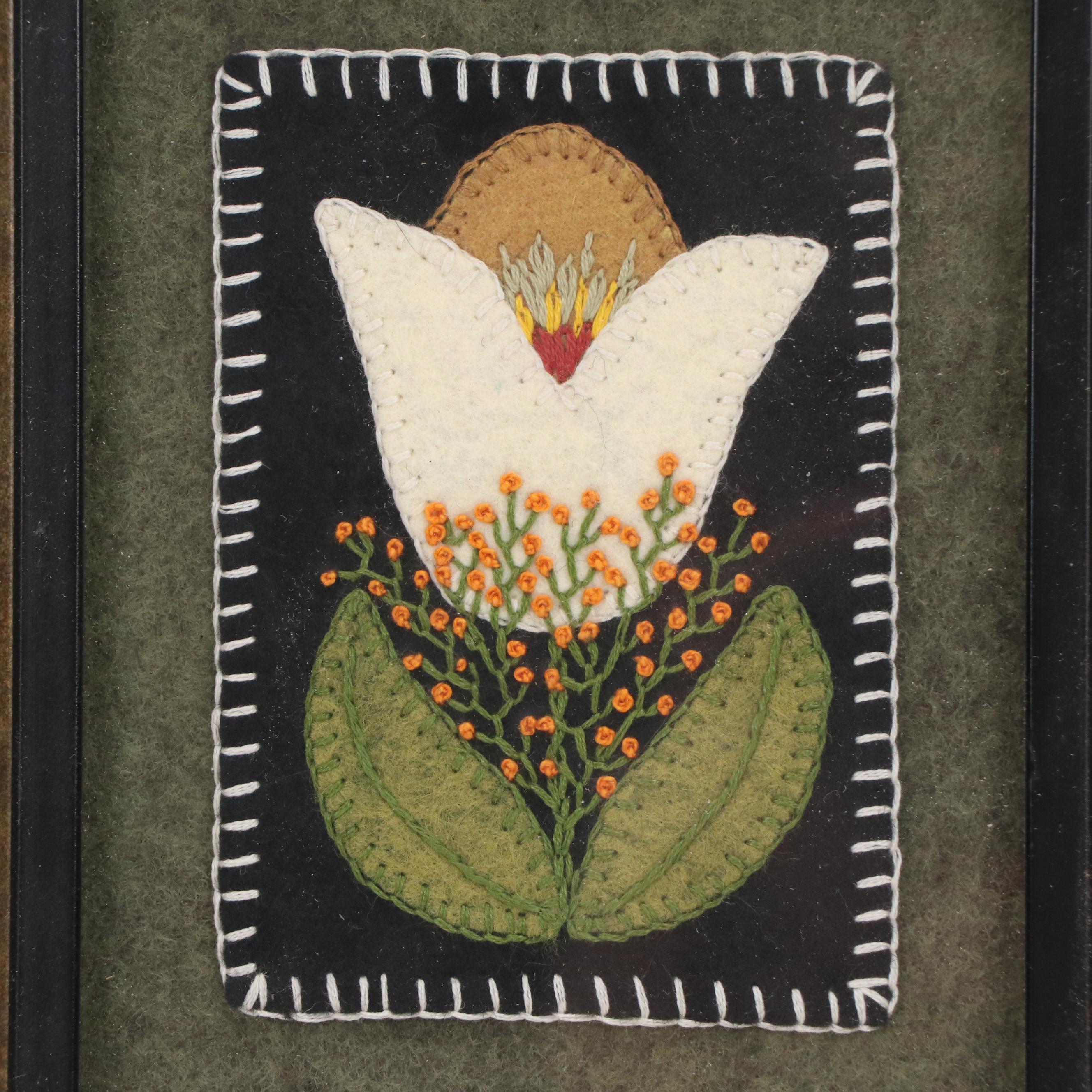 Cross Stitch and Embroidered Felt Decorative Textiles, Mid-20th Century
