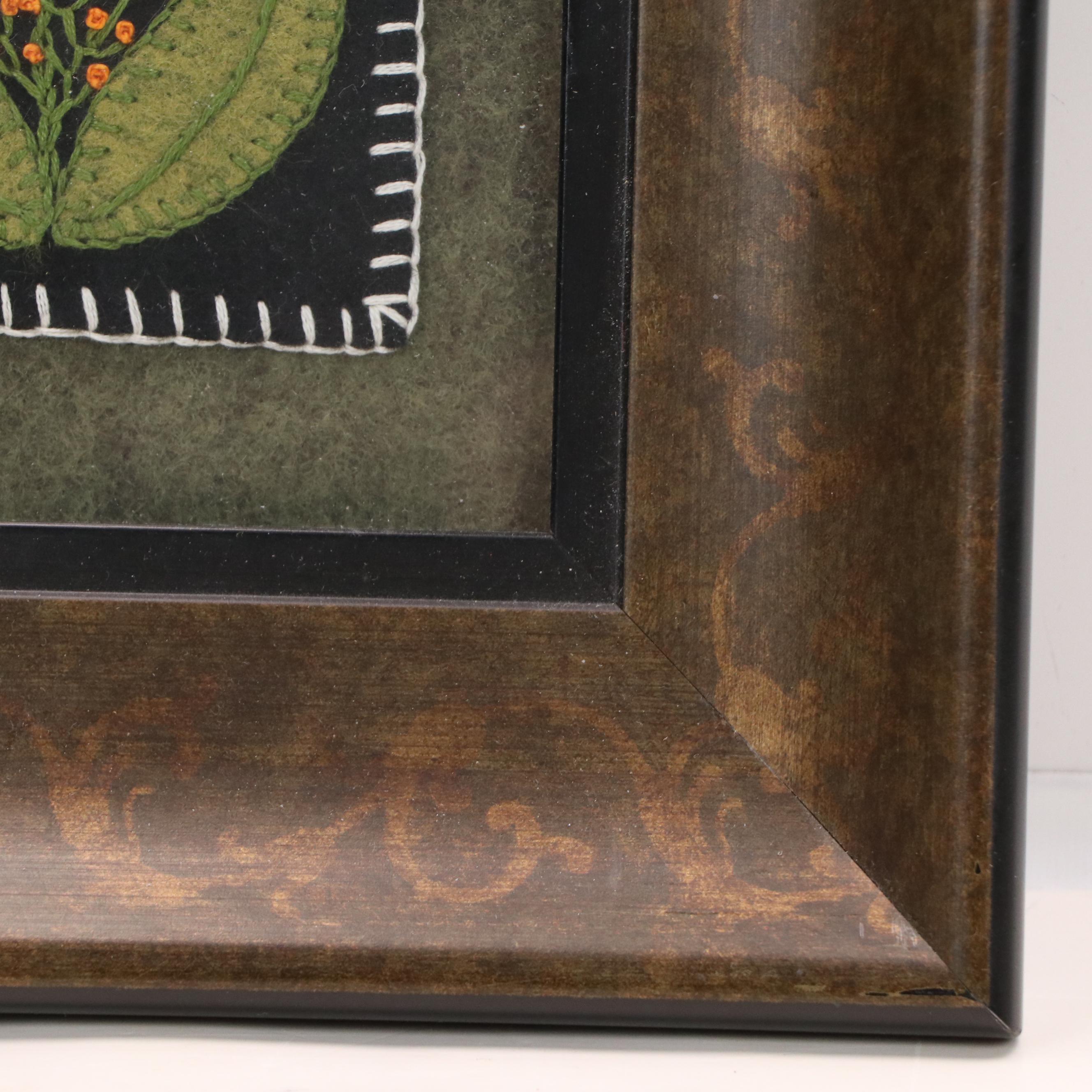 Cross Stitch and Embroidered Felt Decorative Textiles, Mid-20th Century