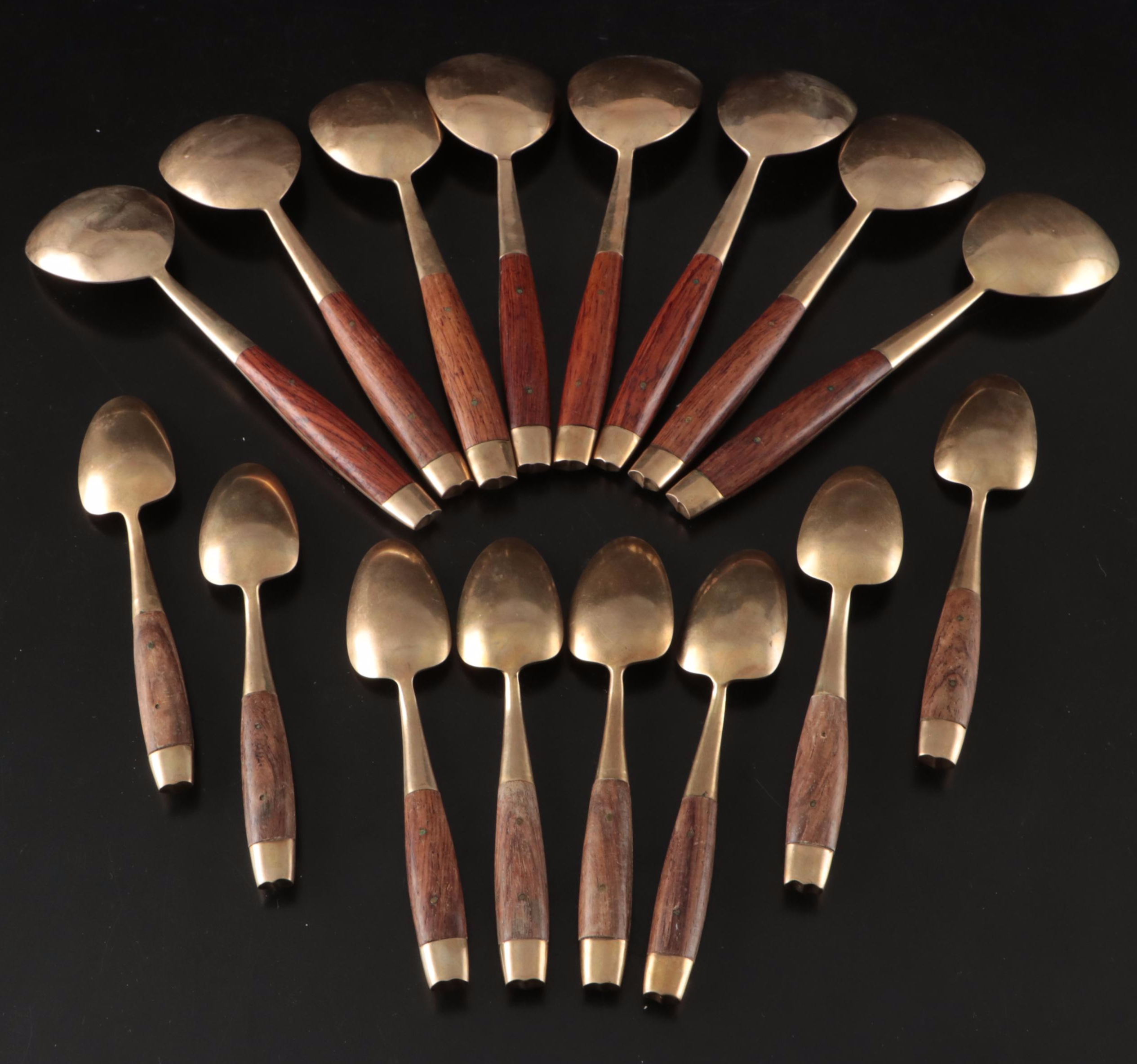 Thai Wood and Resin Handled Brass Flatware