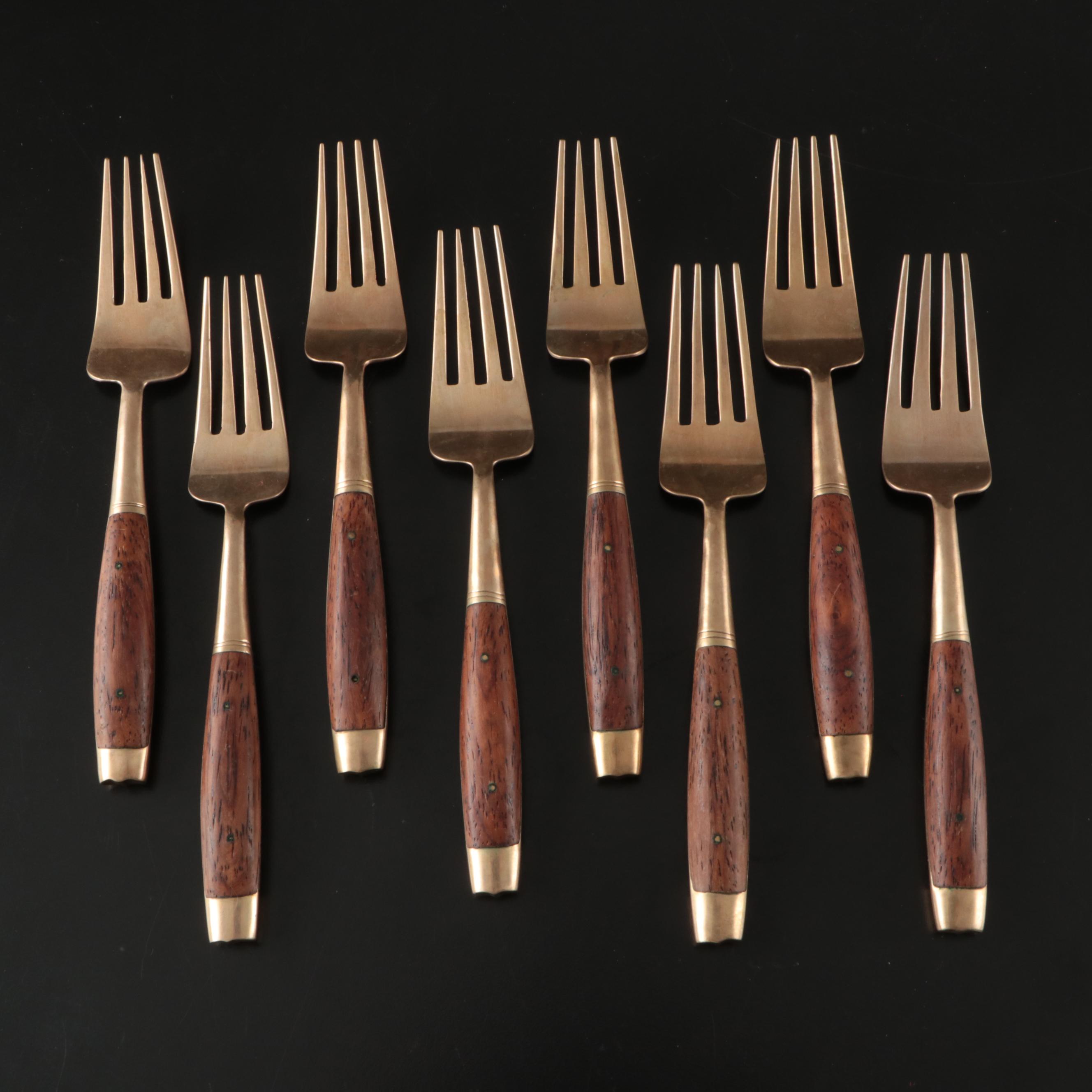 Thai Wood and Resin Handled Brass Flatware