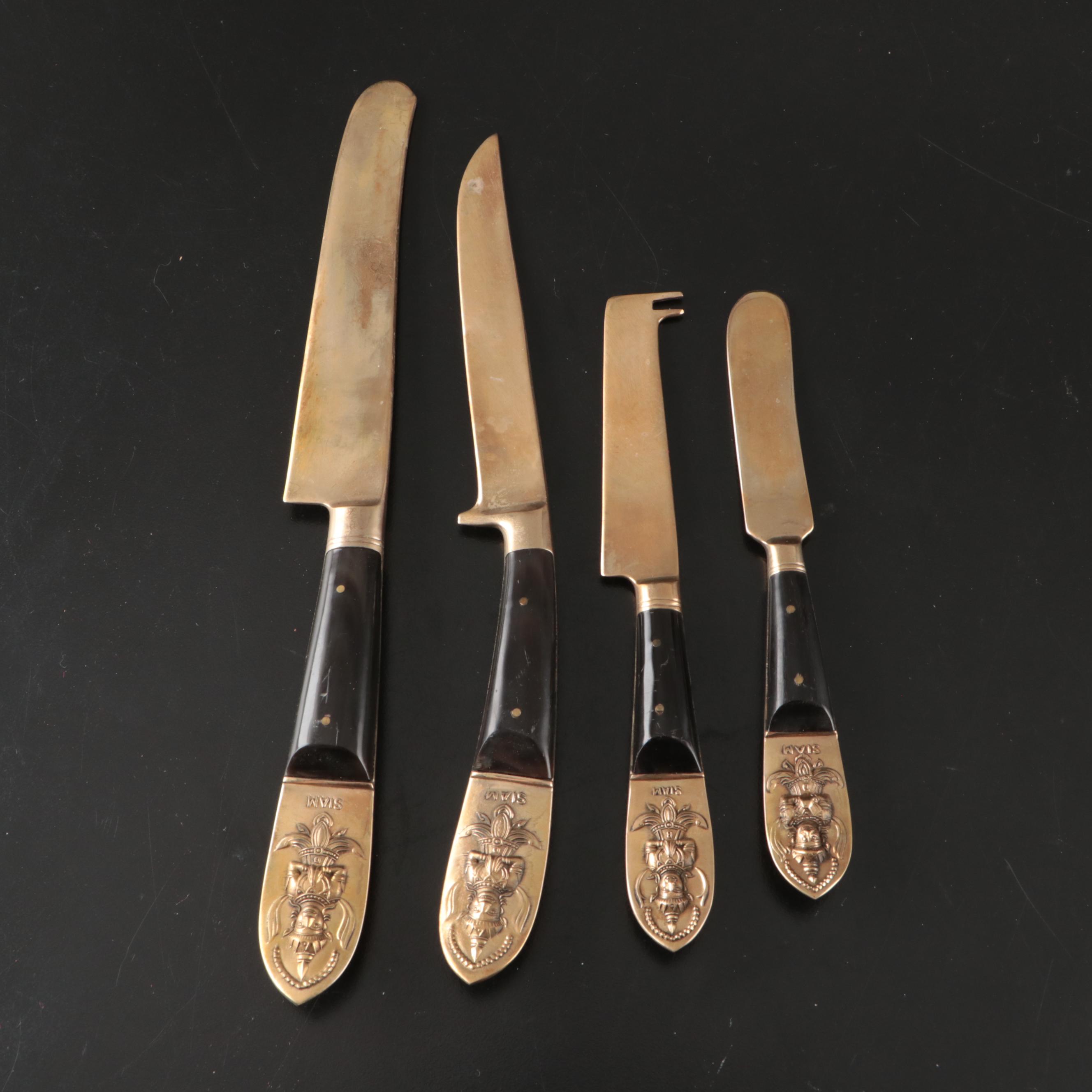 Thai Wood and Resin Handled Brass Flatware