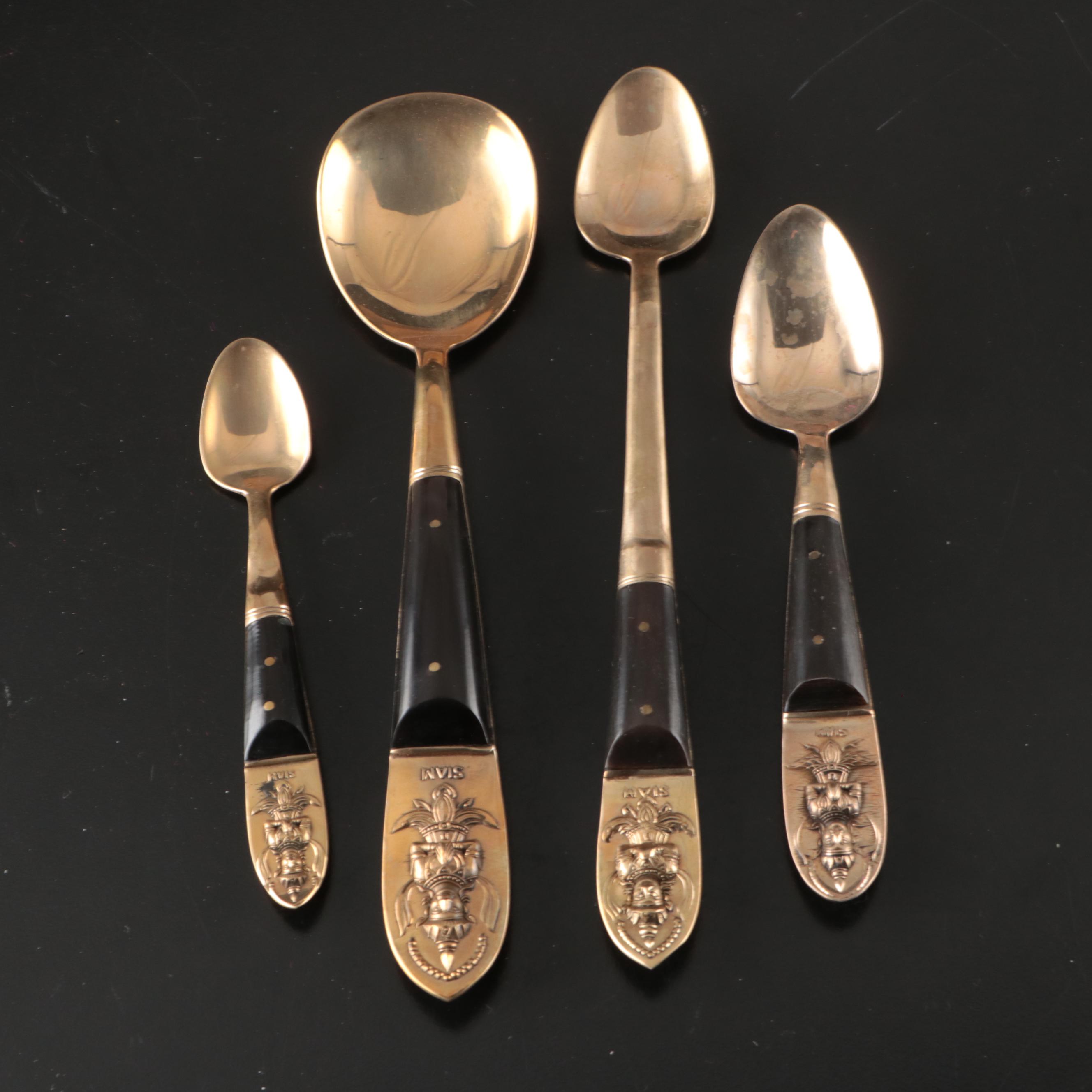 Thai Wood and Resin Handled Brass Flatware
