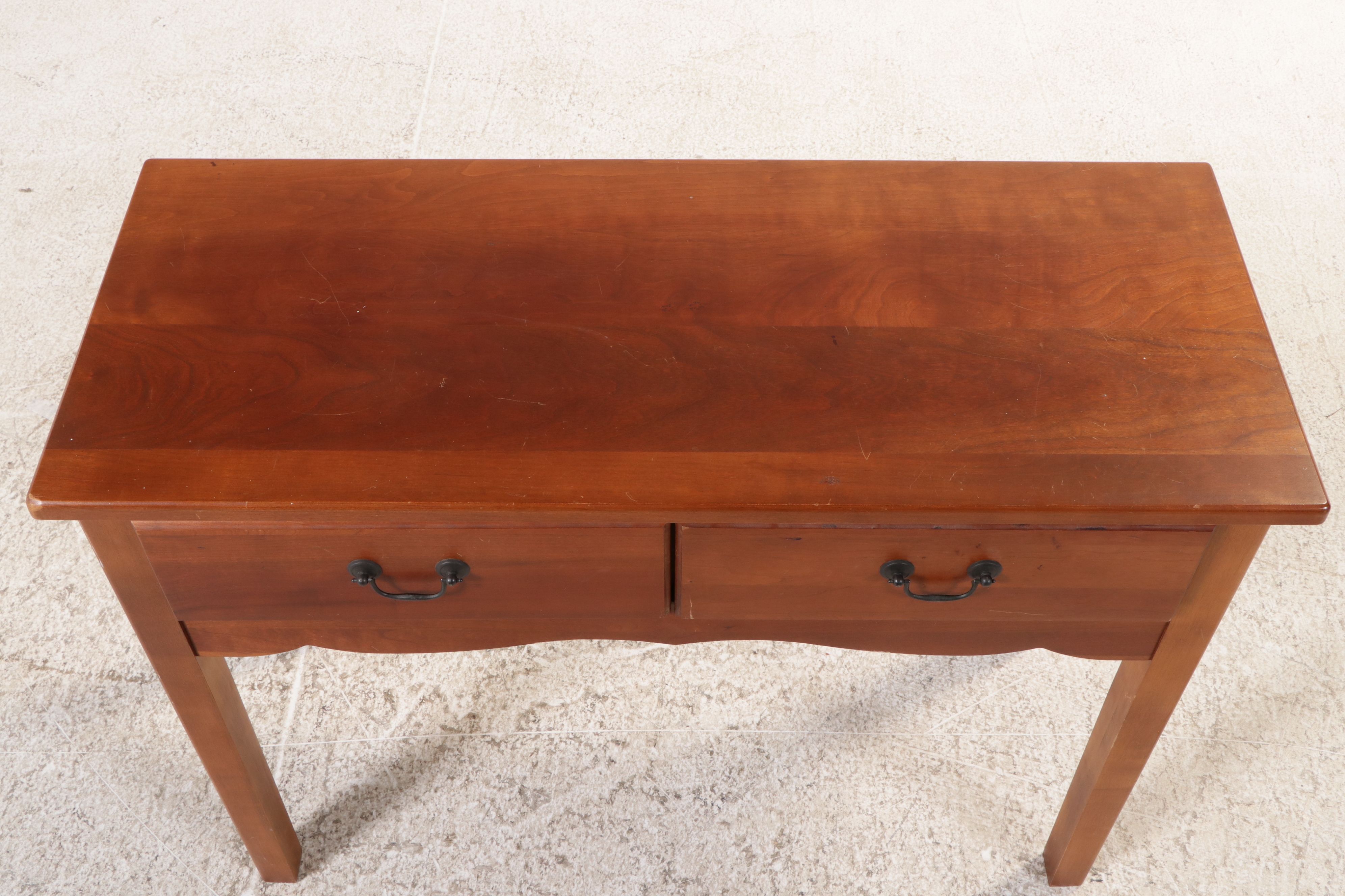 Shaker Style Cherry Two-Drawer Console Table