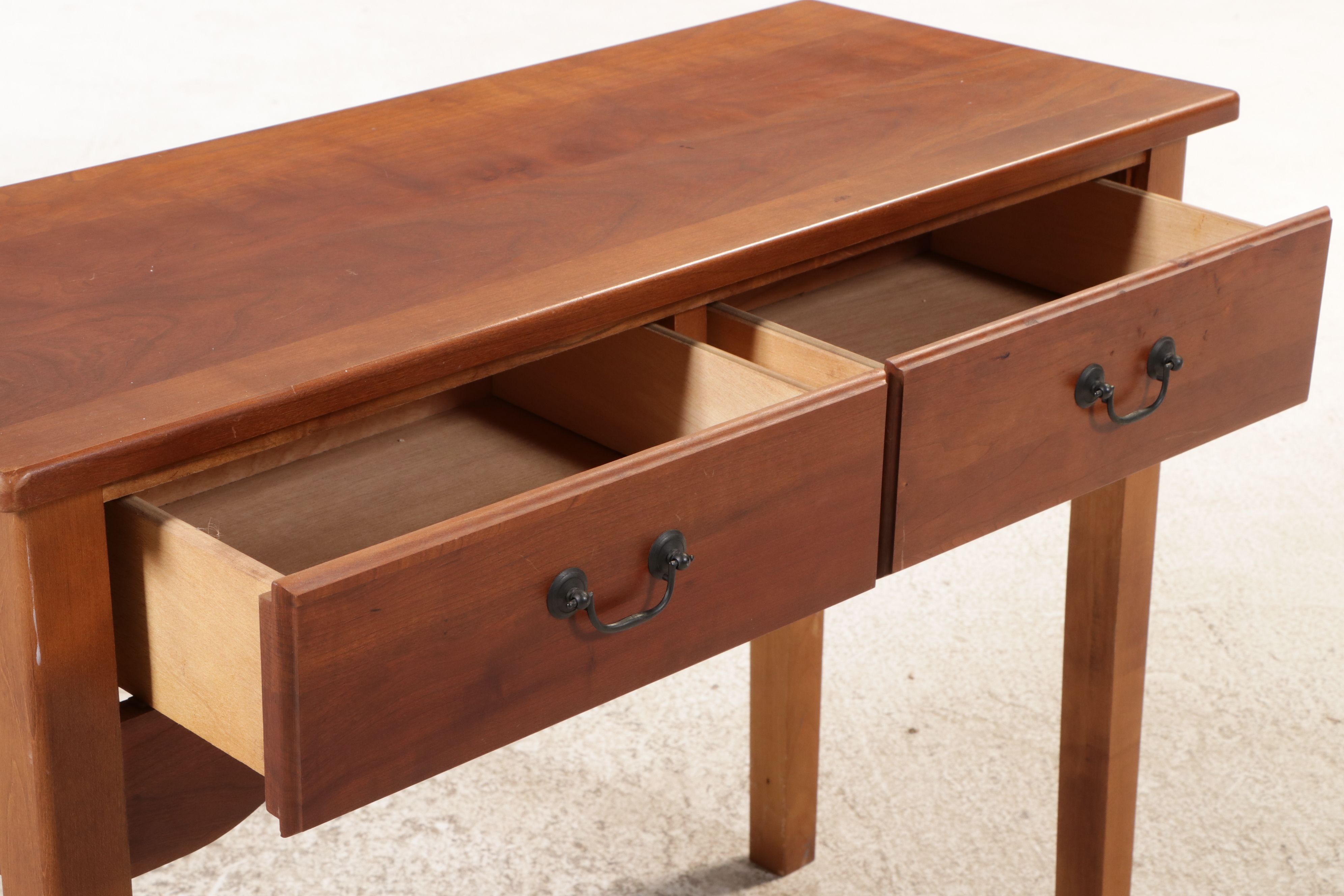 Shaker Style Cherry Two-Drawer Console Table