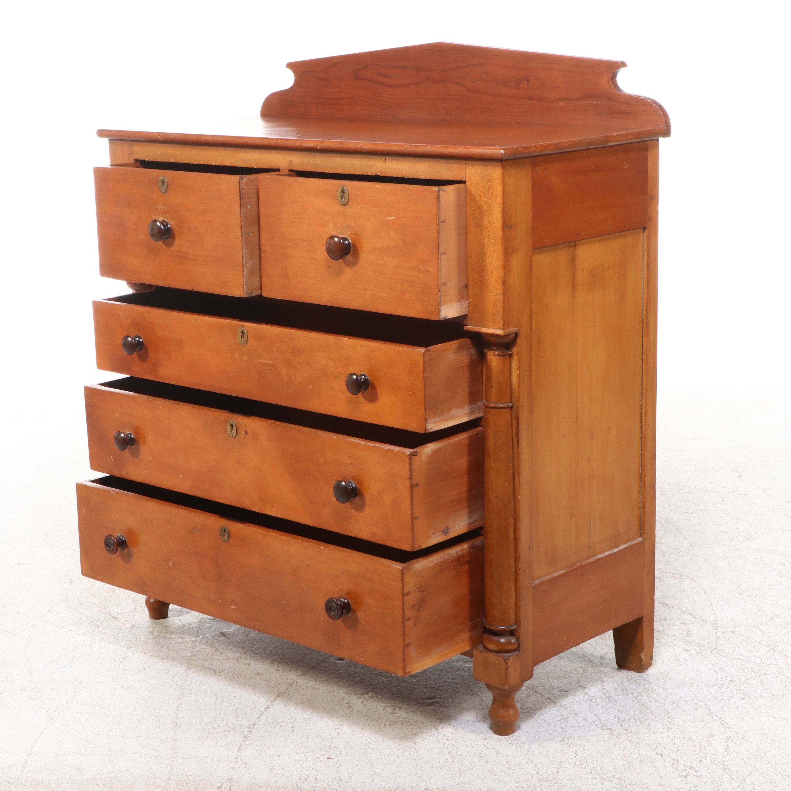 Empire Style Pine and Hardwood Chest of Drawers, Late 19th to Early 20th Century