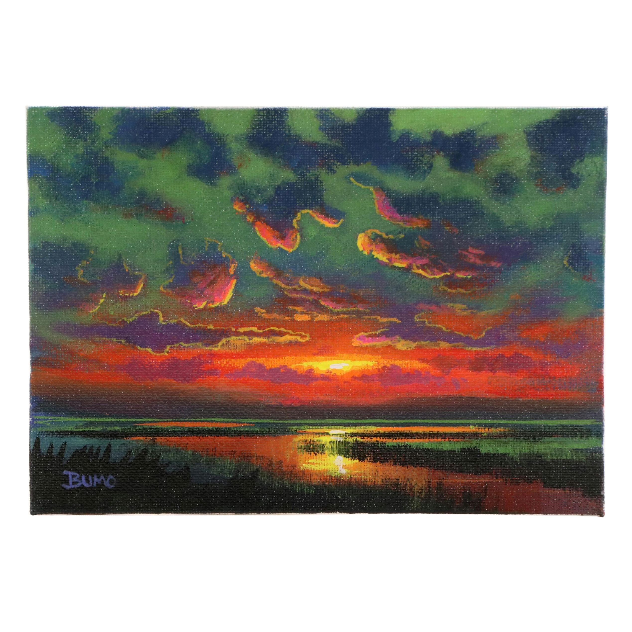 Douglas "Bumo" Johnpeer Acrylic Sunset Landscape Painting, 2025