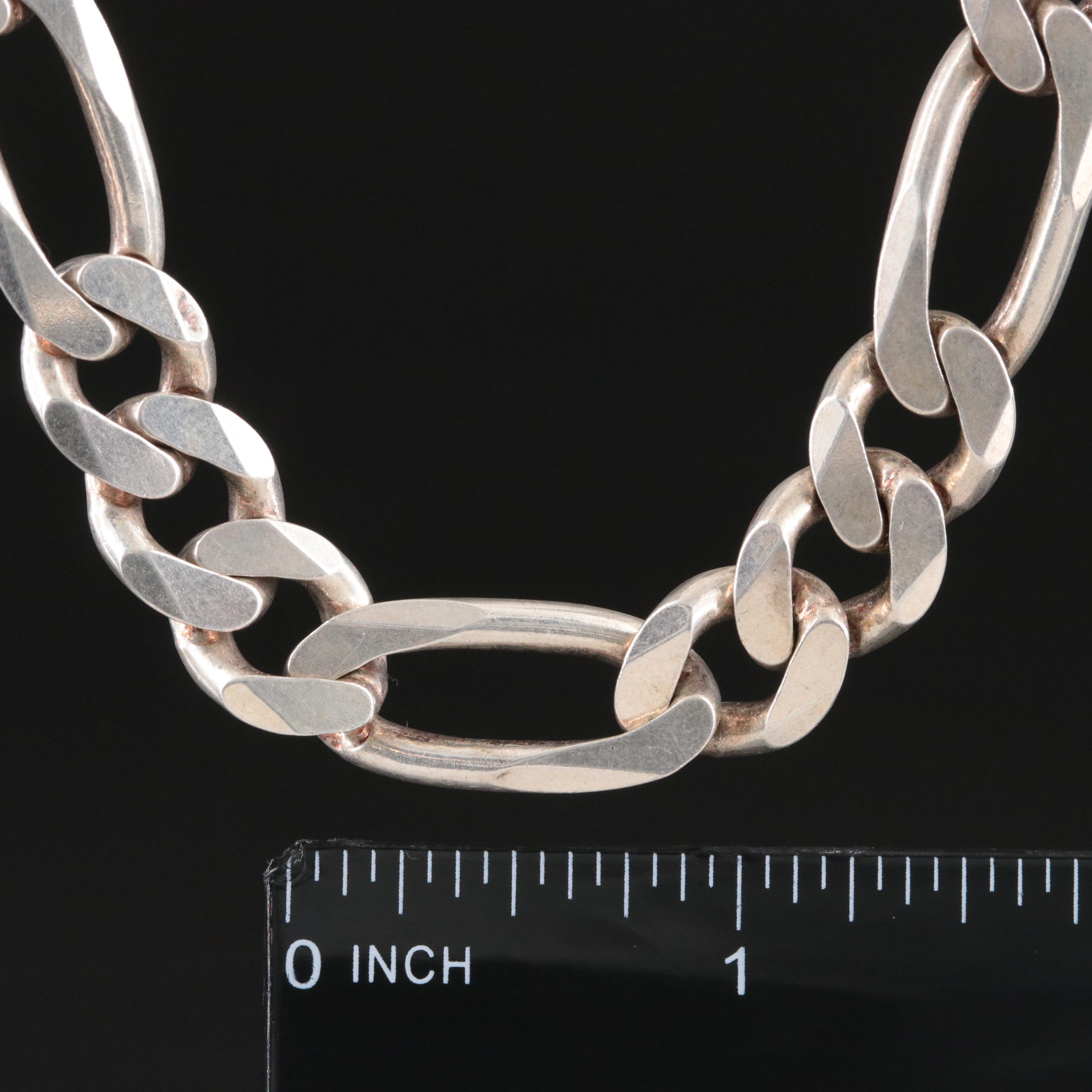 Sterling Figaro Chain Necklace