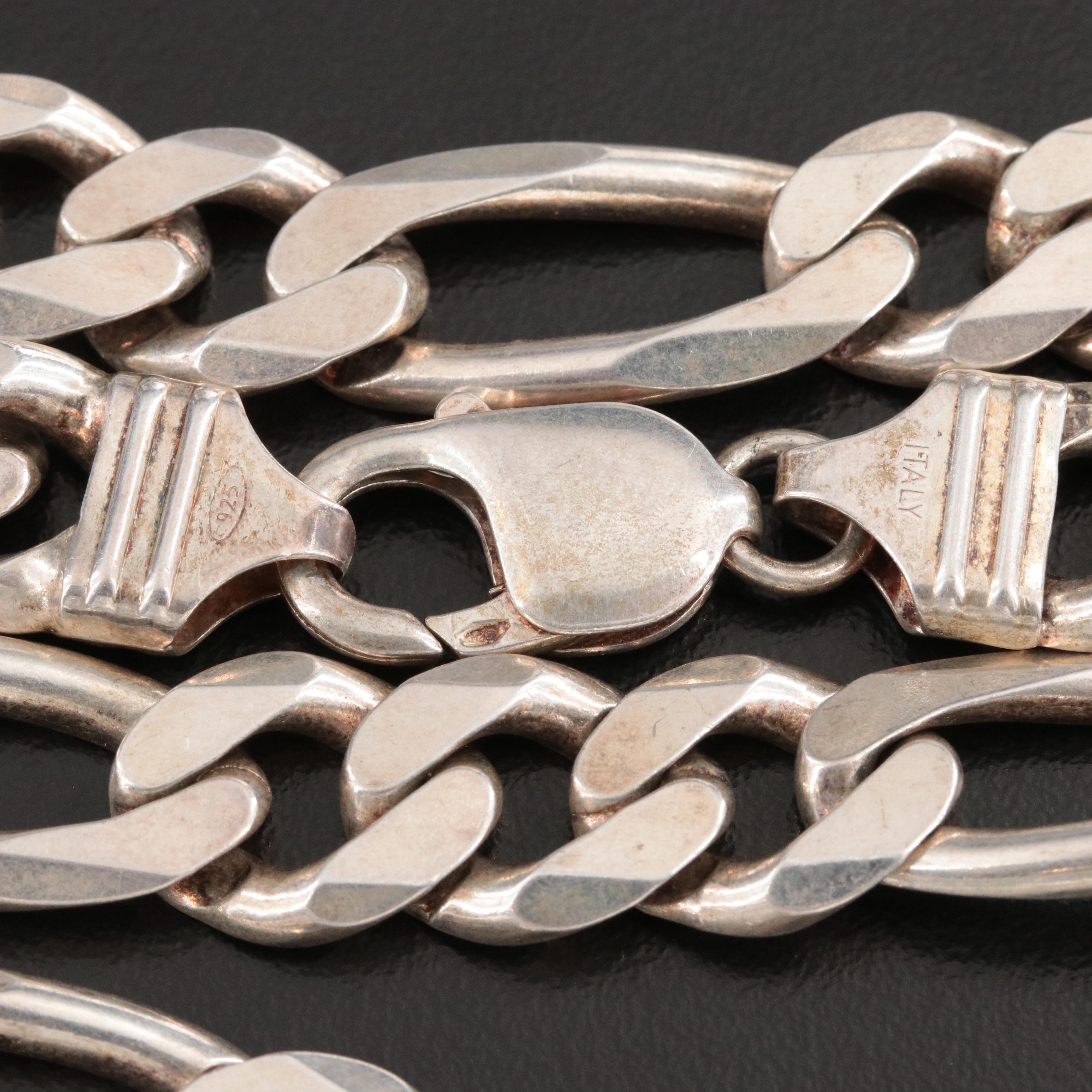 Sterling Figaro Chain Necklace