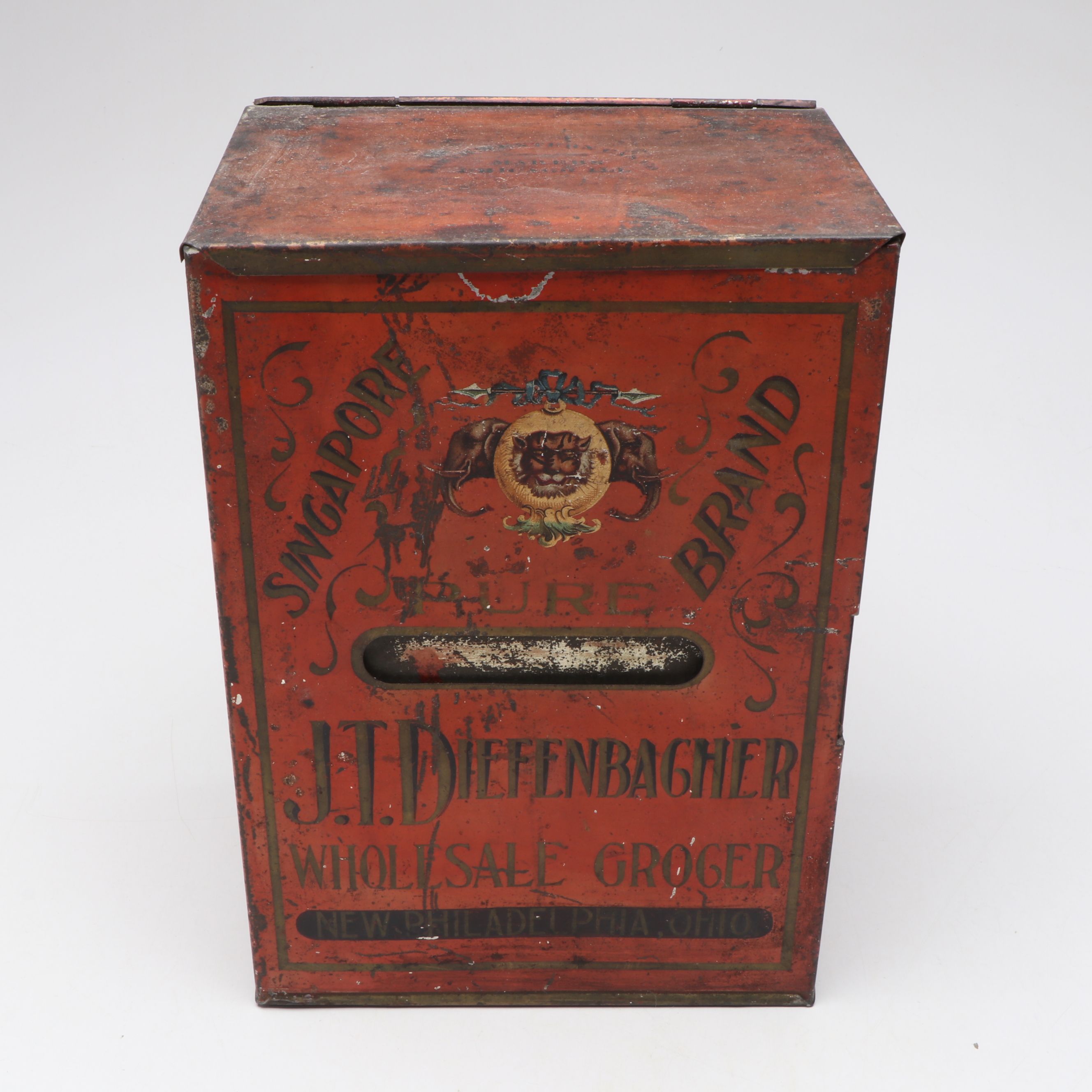 Singapore Brand and Heekin' Tea Advertising Tins, Late 19th/ Early 20th Century