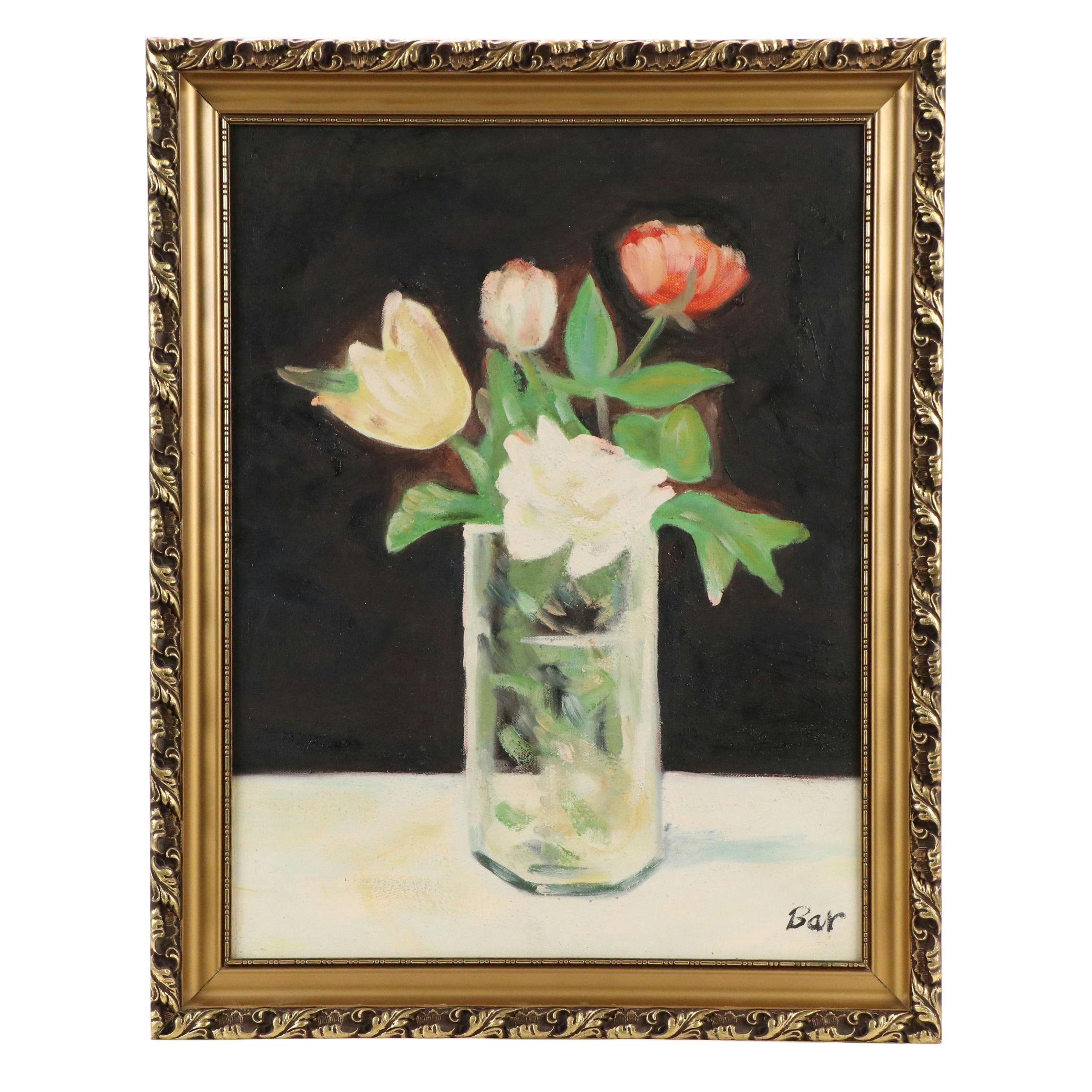 Floral Still Life Oil Painting, Late 20th Century