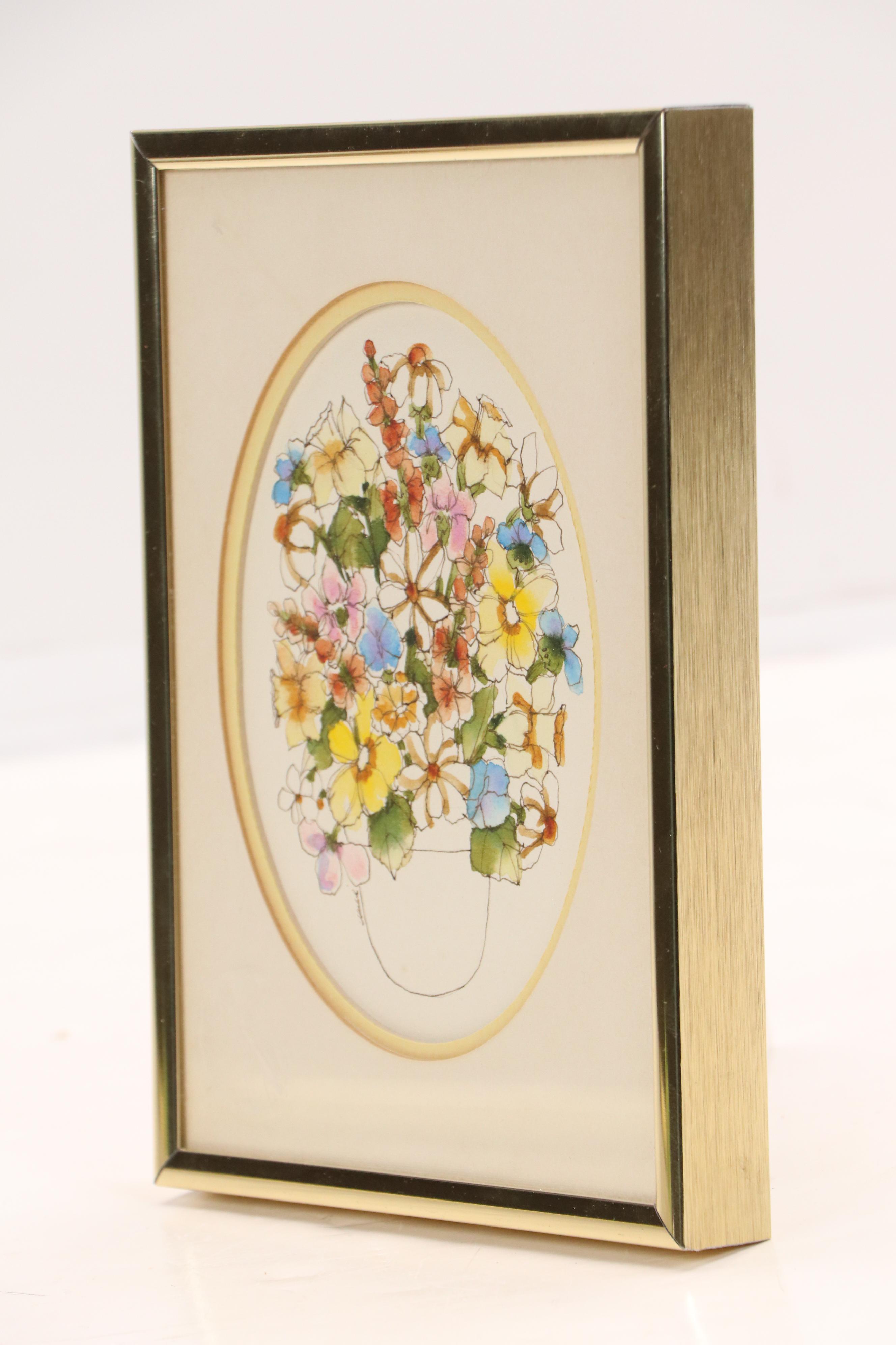 Margie Michel Watercolor Painting of Flower Pot, Mid-20th Century