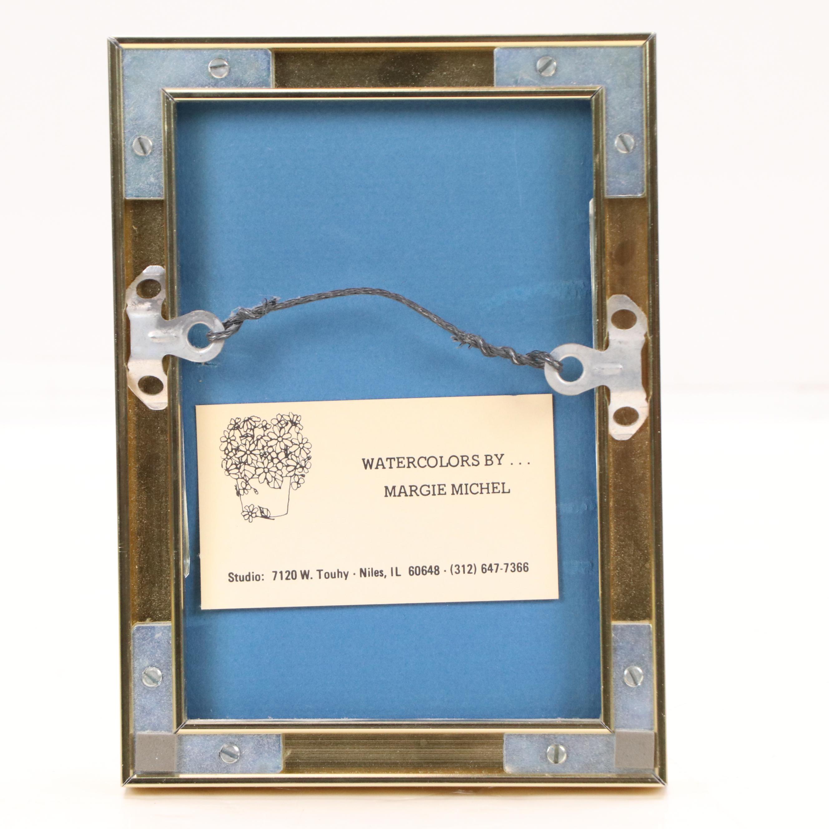 Margie Michel Watercolor Painting of Flower Pot, Mid-20th Century