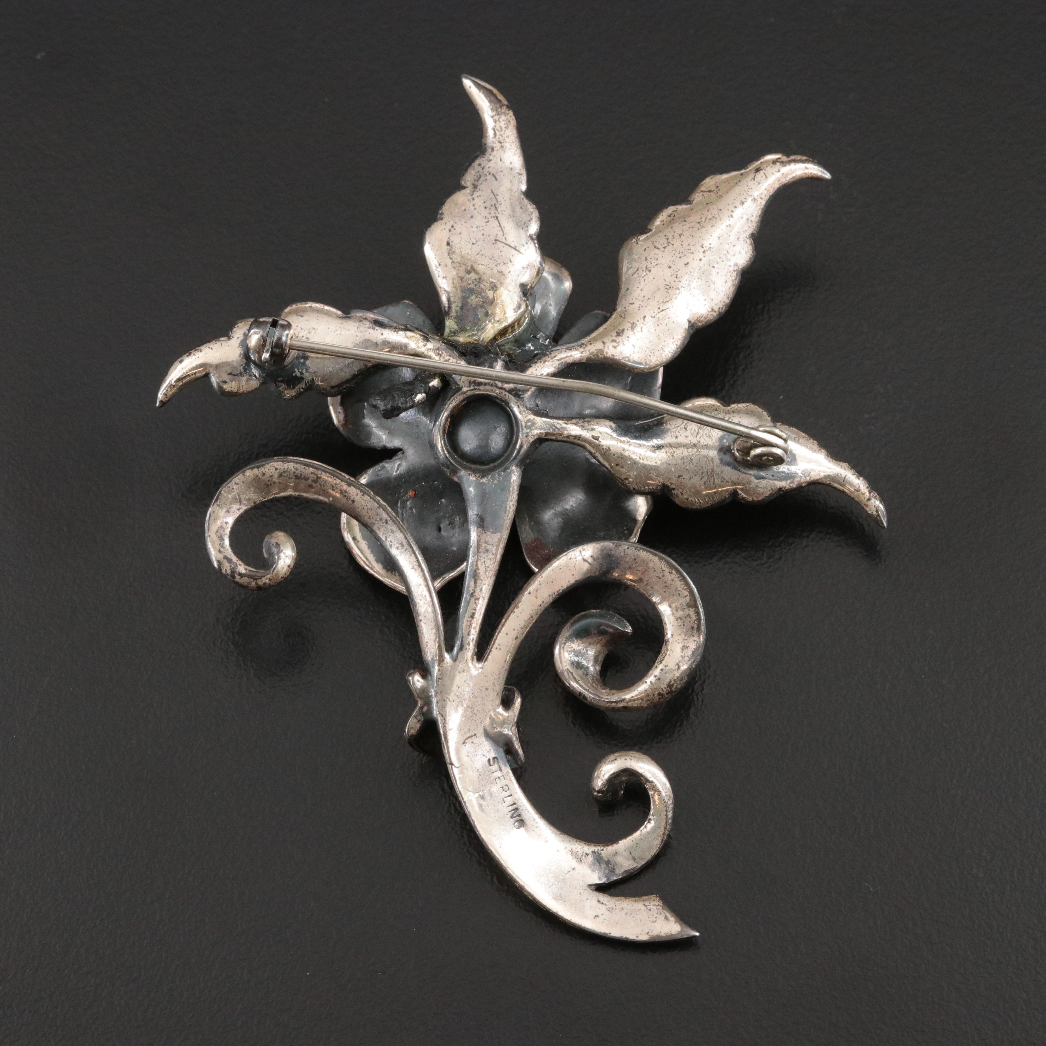 Vintage Sterling Flower Brooch