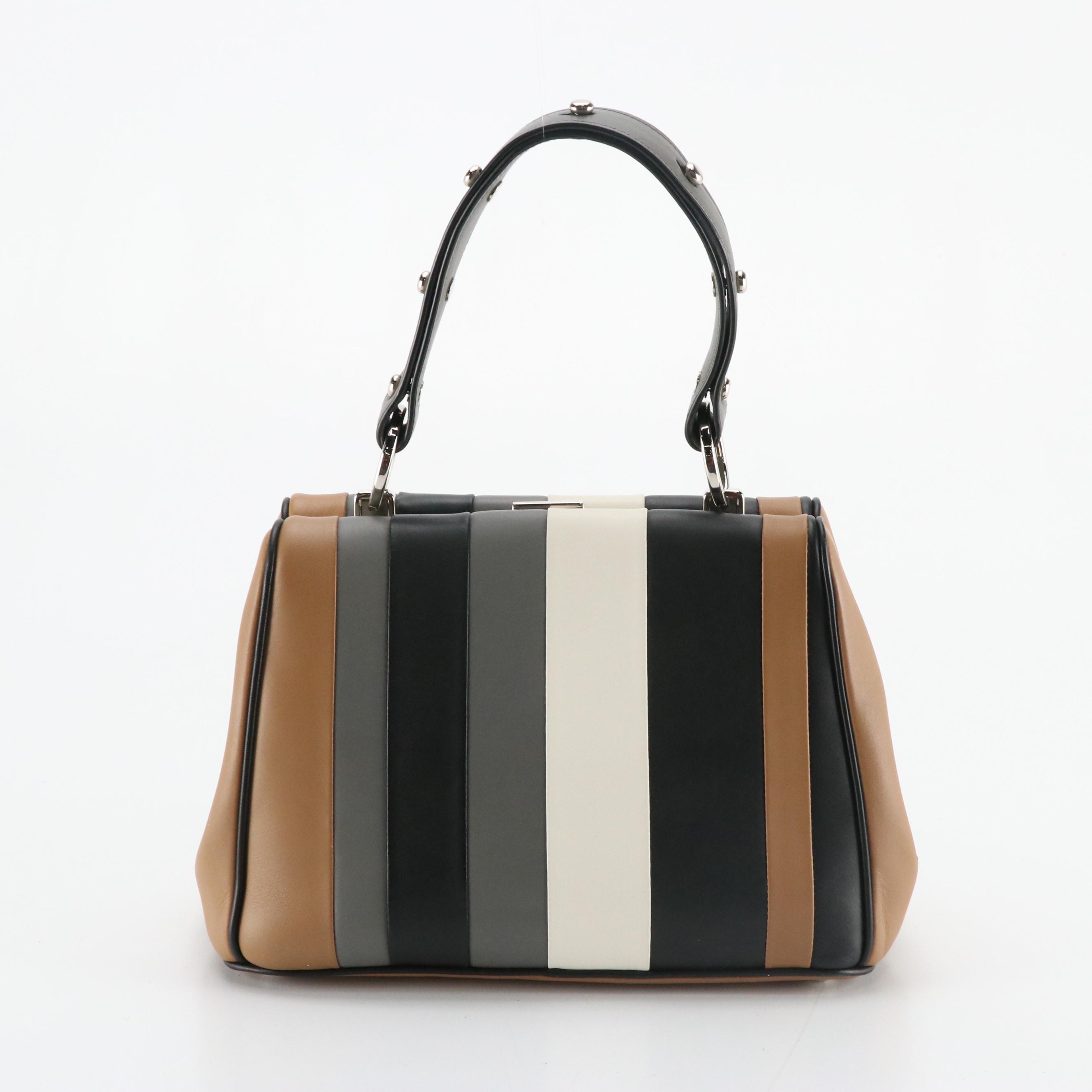 Prada Baiadera Frame Handbag in Tricolor Striped Calfskin Leather