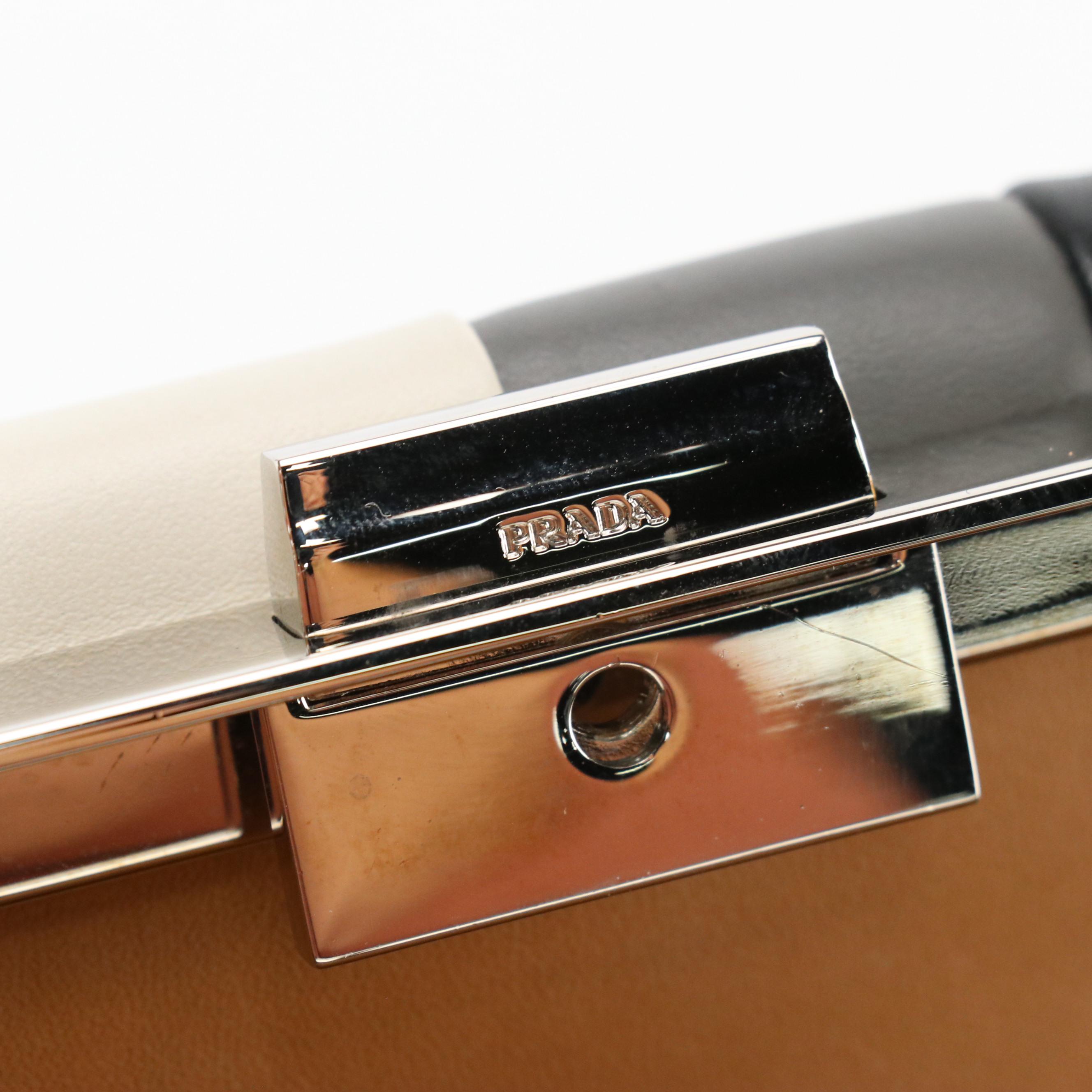 Prada Baiadera Frame Handbag in Tricolor Striped Calfskin Leather