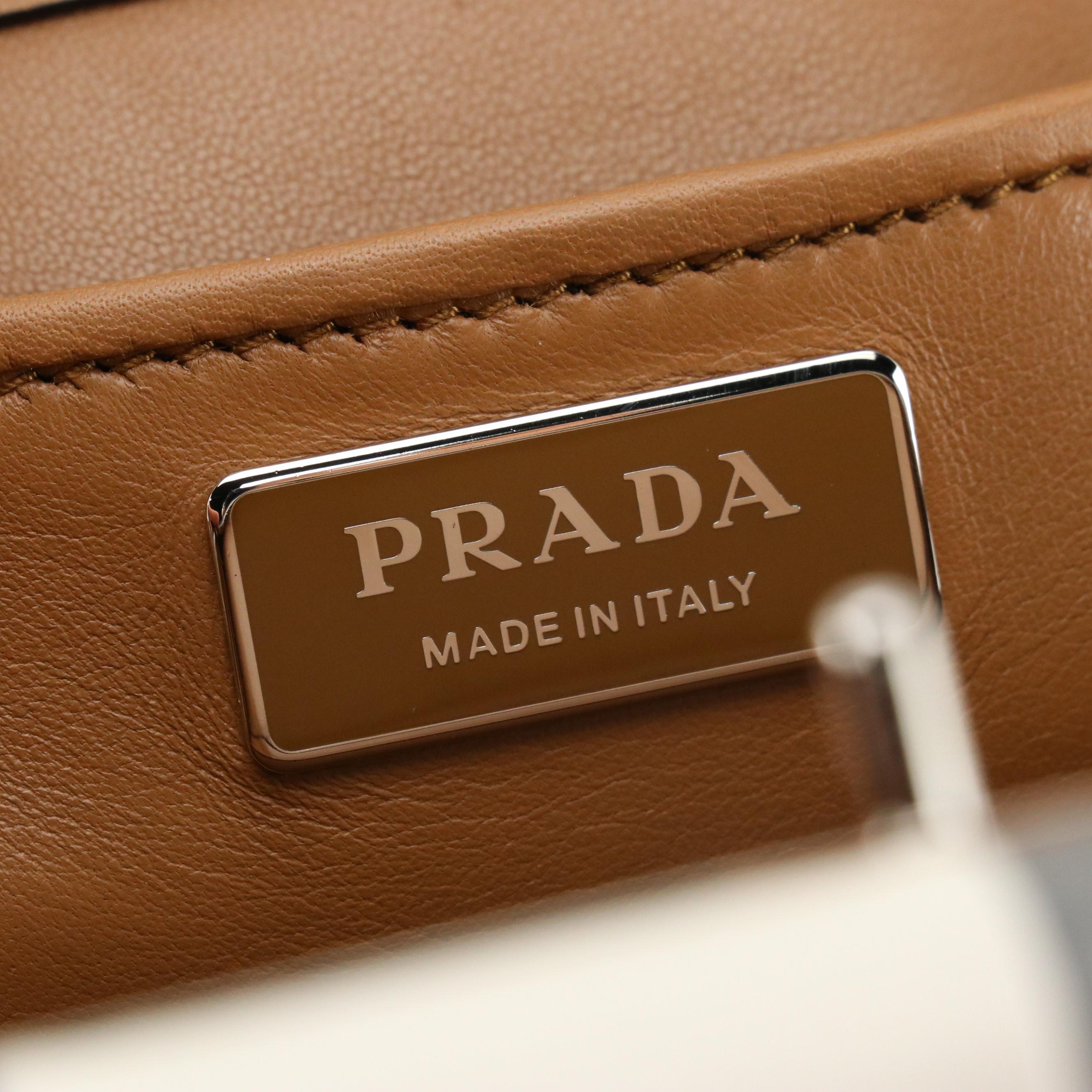 Prada Baiadera Frame Handbag in Tricolor Striped Calfskin Leather