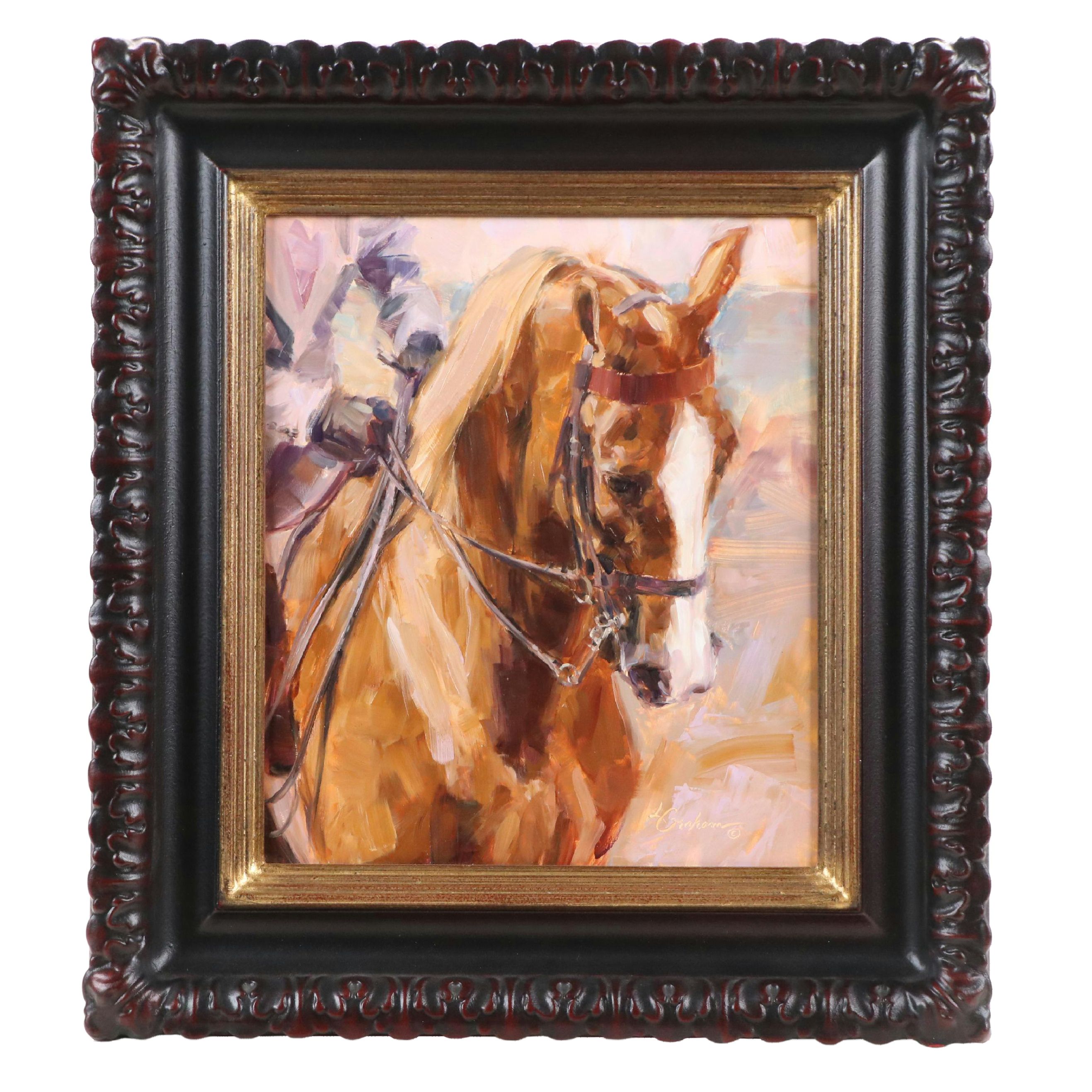 Lindsey Bittner Graham Horse Portrait Oil Painting "Blaze of Glory," 2013