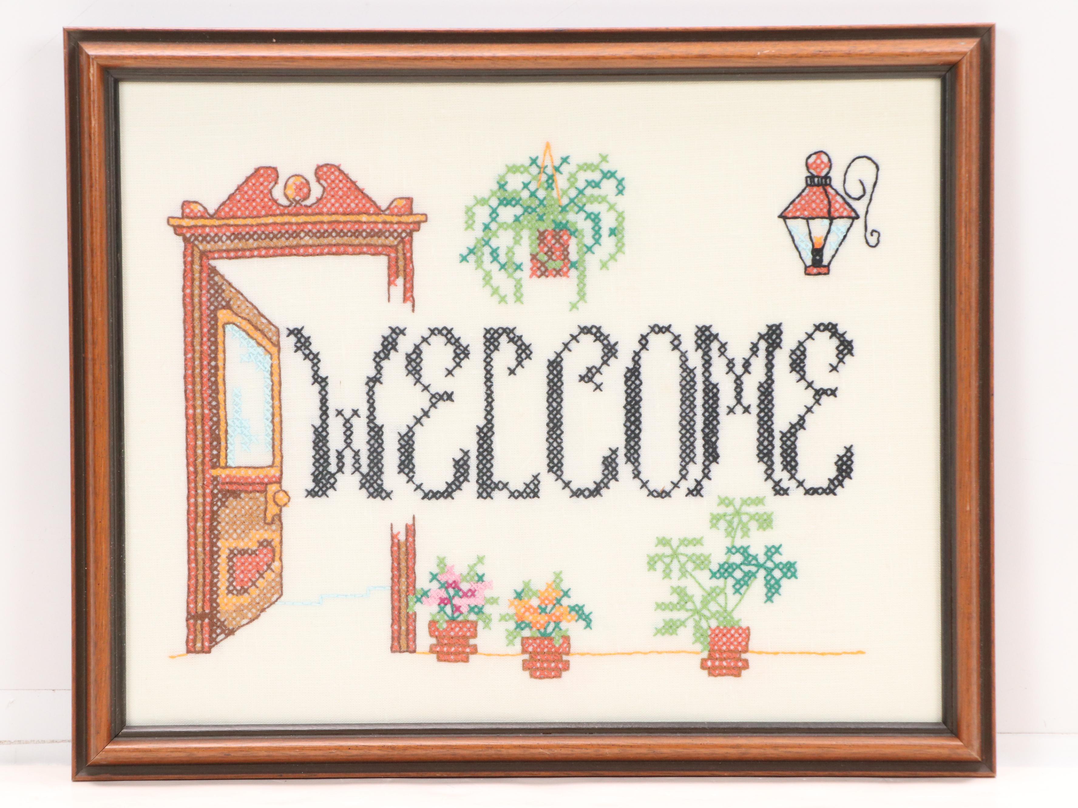 Tufting and Cross-Stitch American Textile Art, Late 19th to Early 20th Century