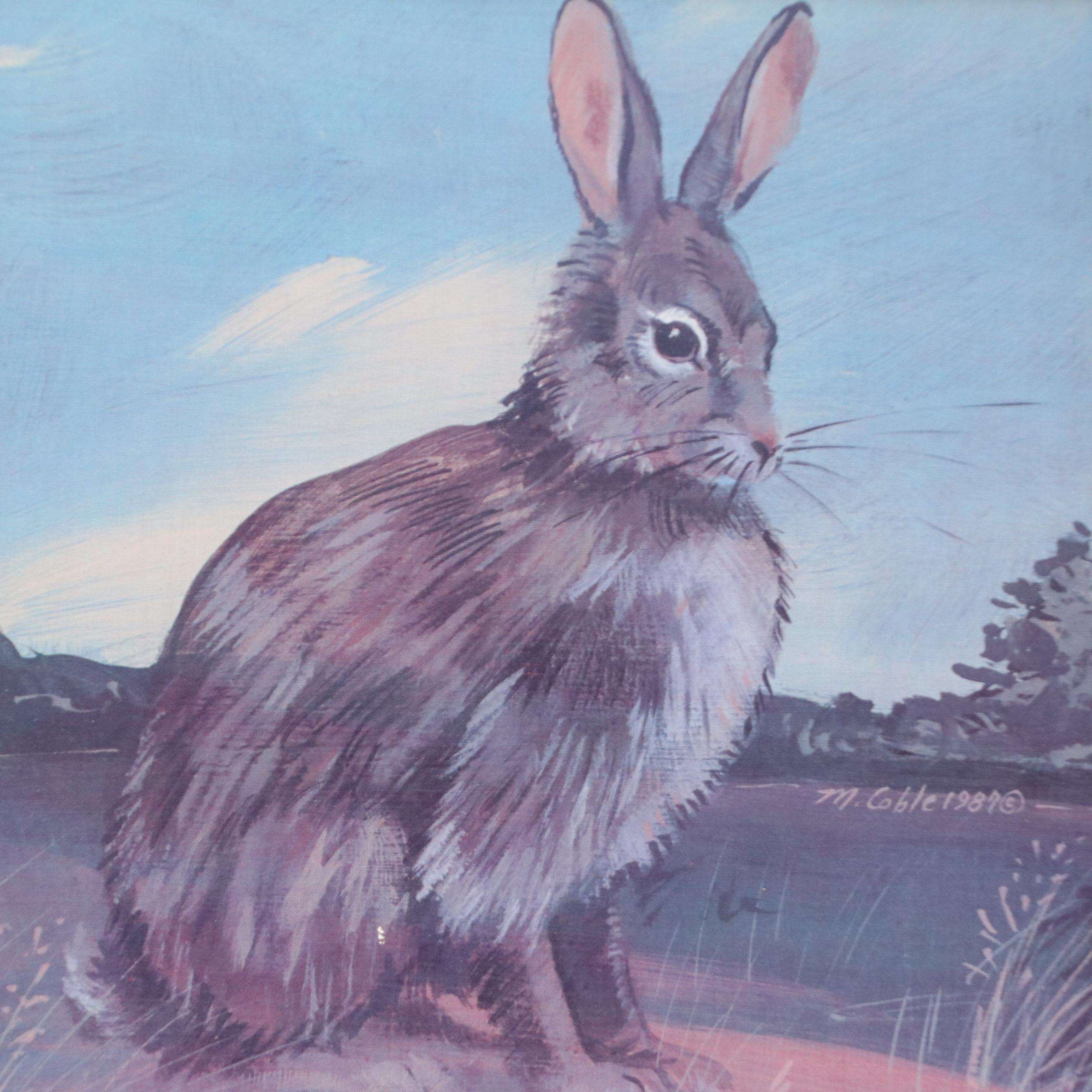 Marlene Coble Offset Lithograph of Wild Hare, 1989